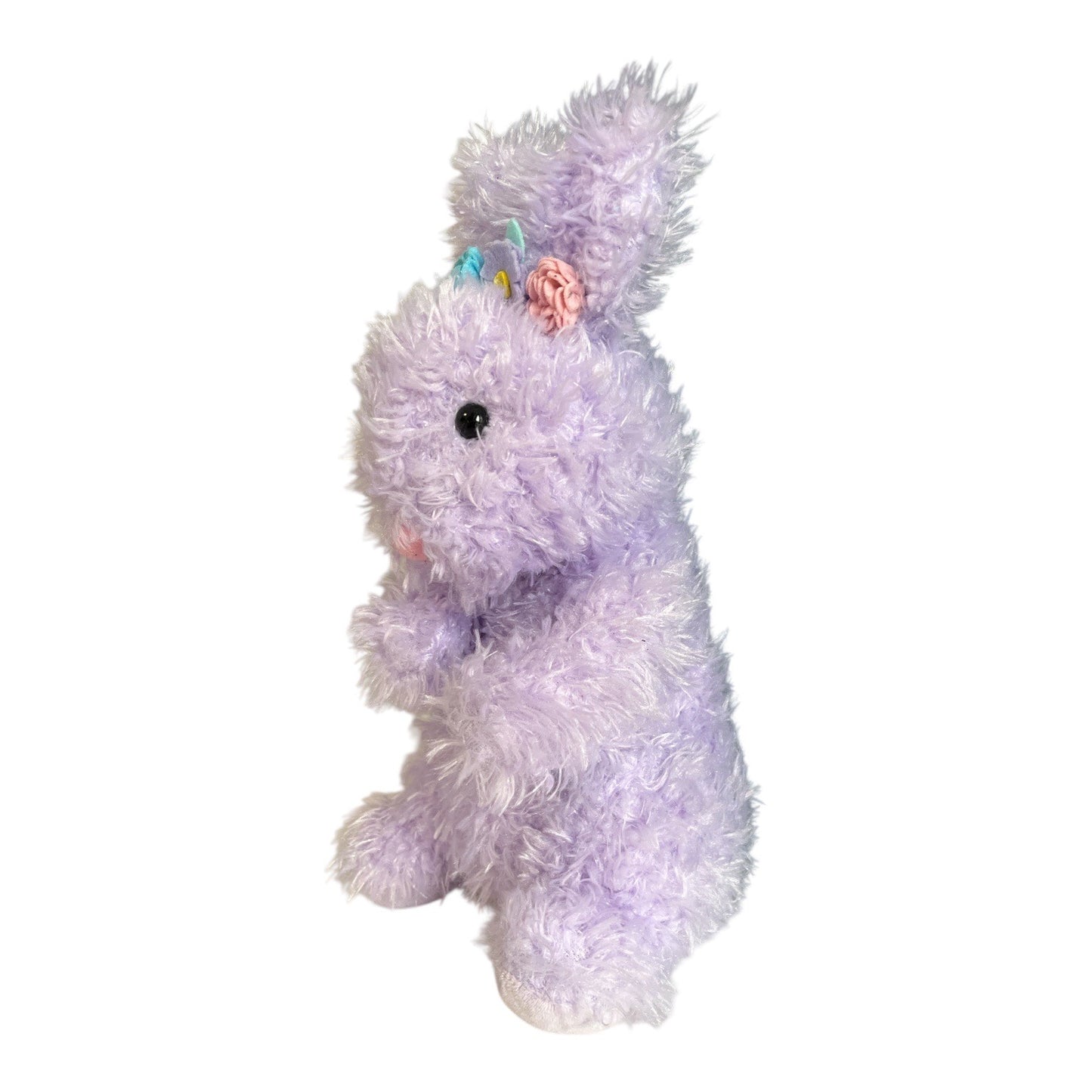 FAO Schwarz Lavender Bunny Plush Stuffed Animal Floral Crown 13 Inch