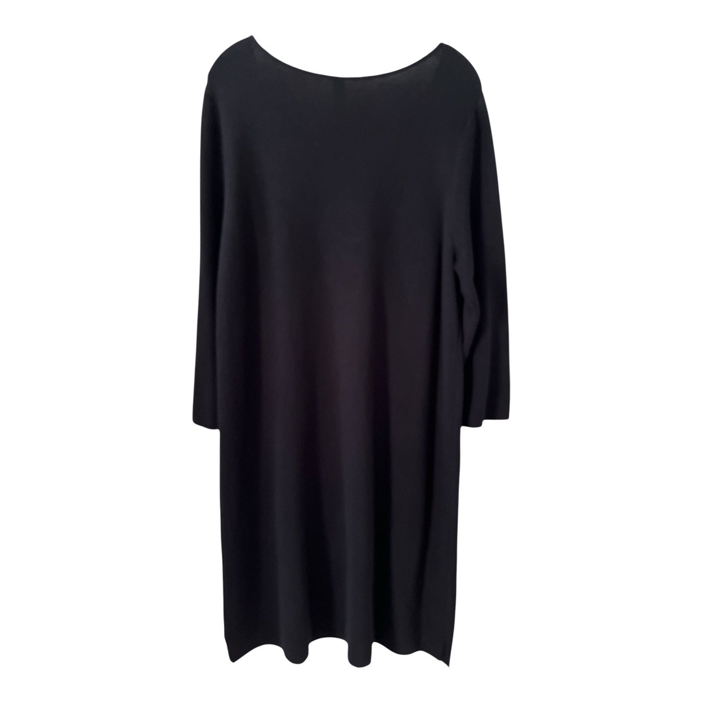 Marla Wynne Black Knit Midi Dress Women's 1X Long Sleeve Side Slits Stretch NWT