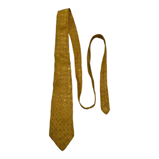 Vintage Gold Geometric Necktie – 56” x 3” – Mid-Century Style Men’s Tie
