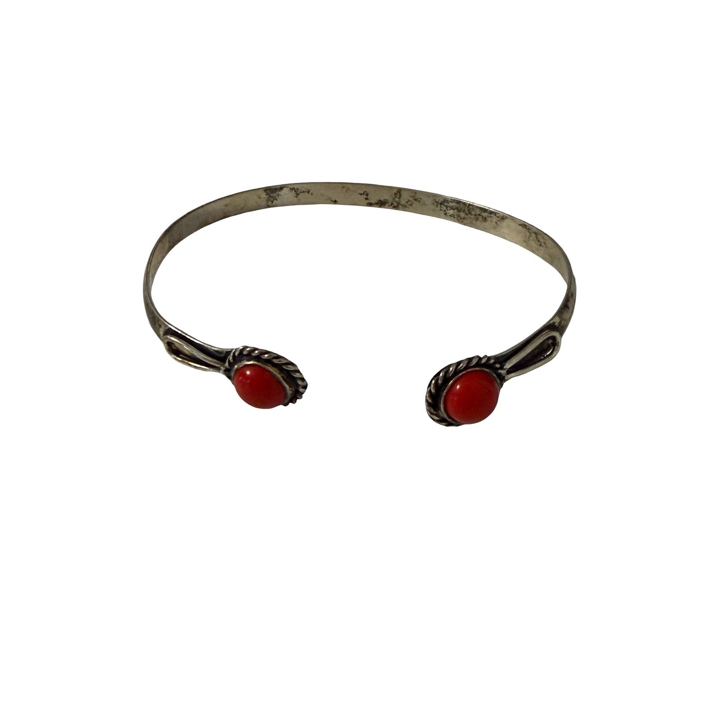 Vintage Southwestern Style Red Bead Bracelet & Cuff Bracelet Set Silver Tone Boho Jewelry