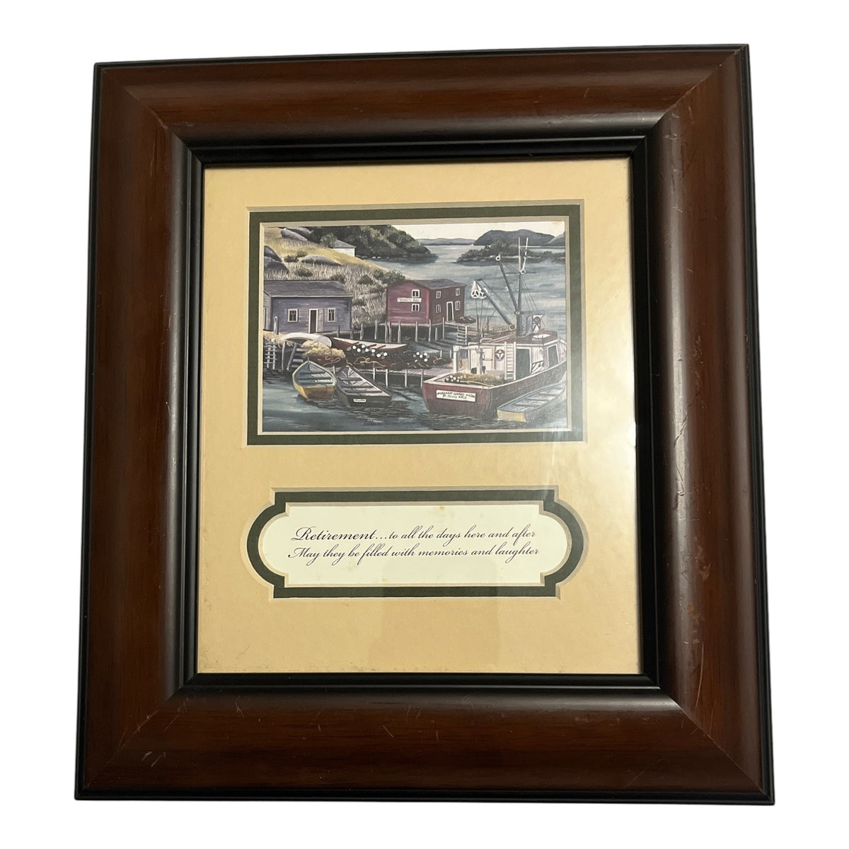 Vintage Catherine Karnes Munn Trinity Bay Newfoundland Framed Retirement Print 10x9