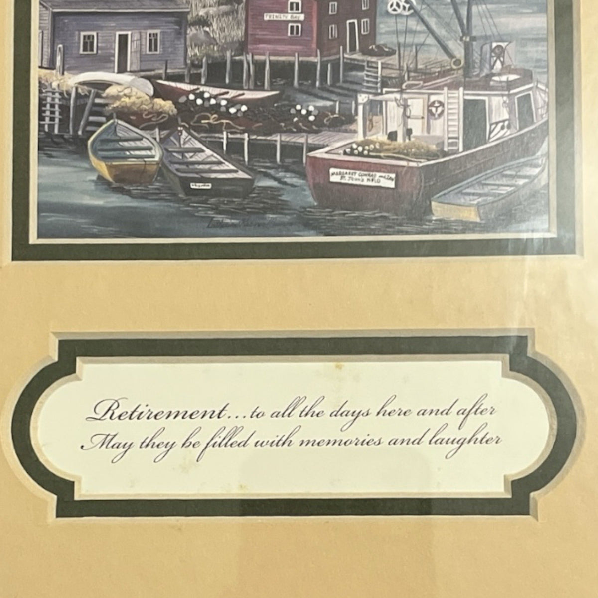 Vintage Catherine Karnes Munn Trinity Bay Newfoundland Framed Retirement Print 10x9