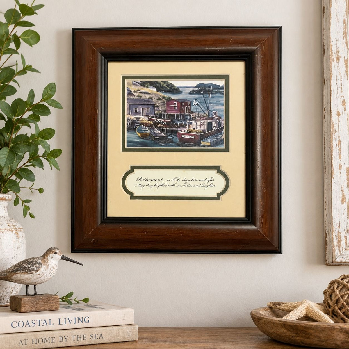 Vintage Catherine Karnes Munn Trinity Bay Newfoundland Framed Retirement Print 10x9