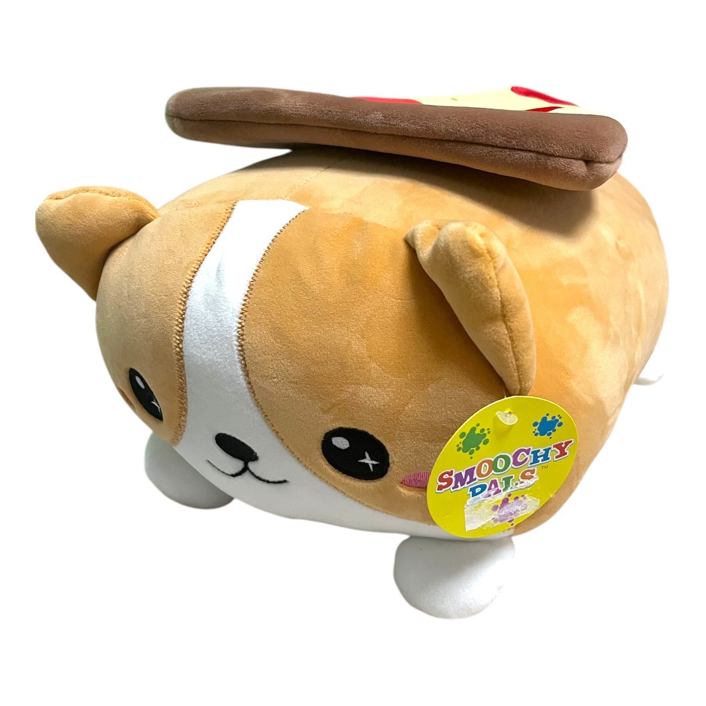 Smoochy Pals Corgi Dog Plush with Pizza Slice Cute Stuffed Animal Toy 12”