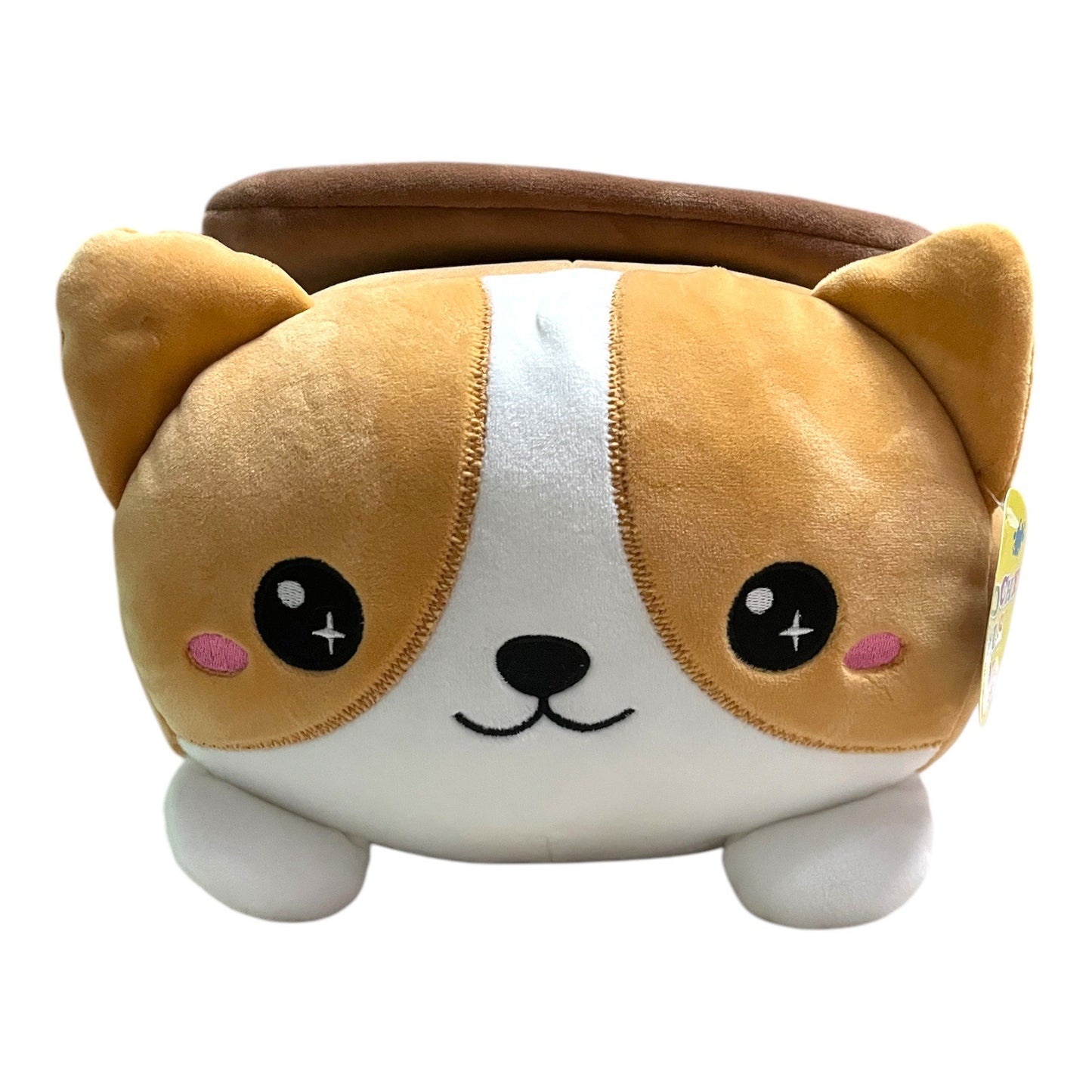 Smoochy Pals Corgi Dog Plush with Pizza Slice Cute Stuffed Animal Toy 12”
