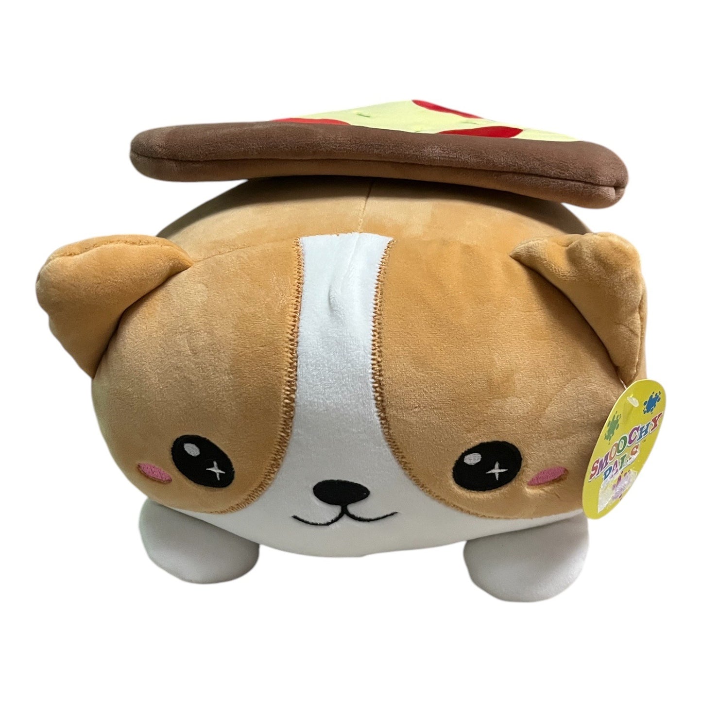 Smoochy Pals Corgi Dog Plush with Pizza Slice Cute Stuffed Animal Toy 12”