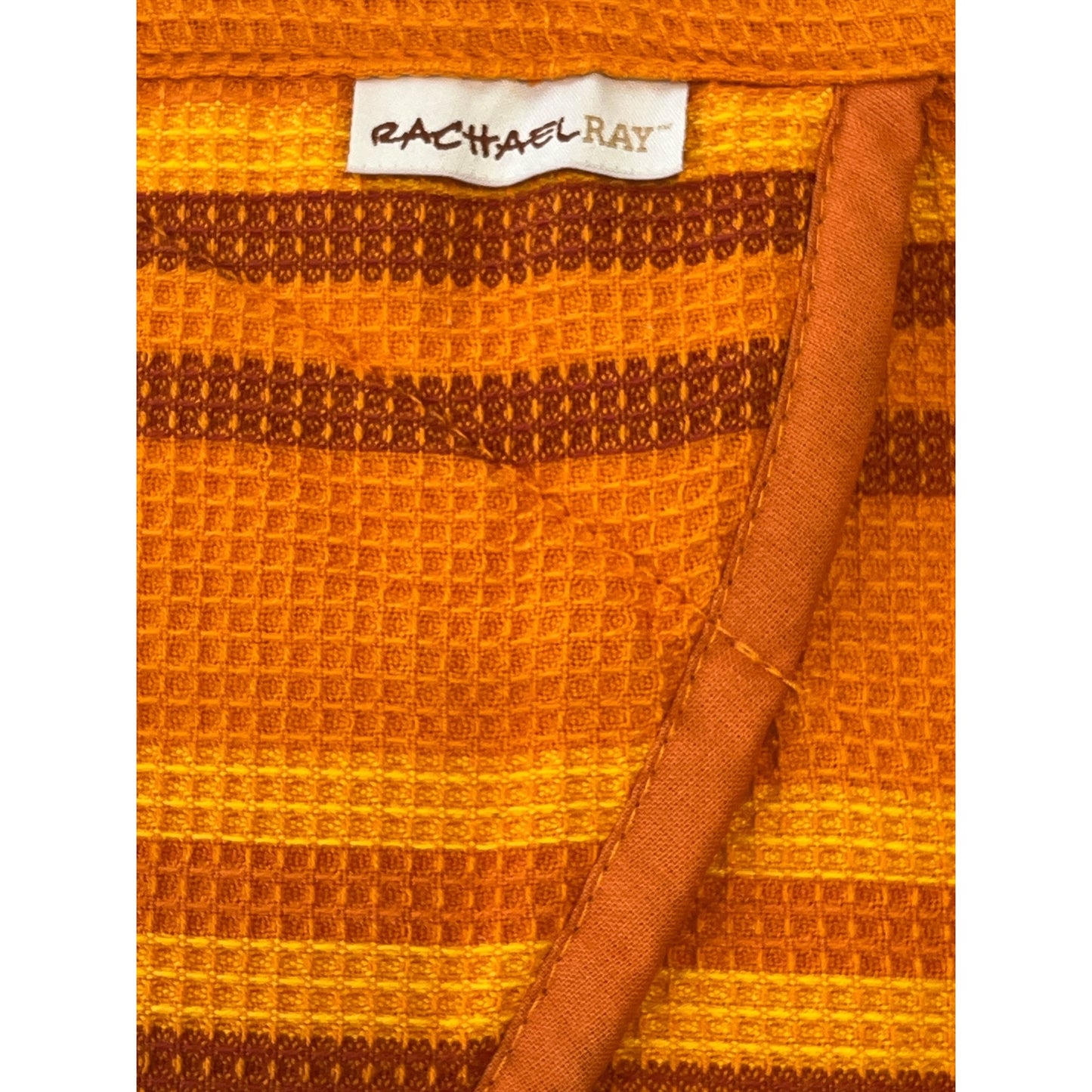 Rachael Ray Orange Striped Kitchen Towel Pot Holder Set Waffle Weave