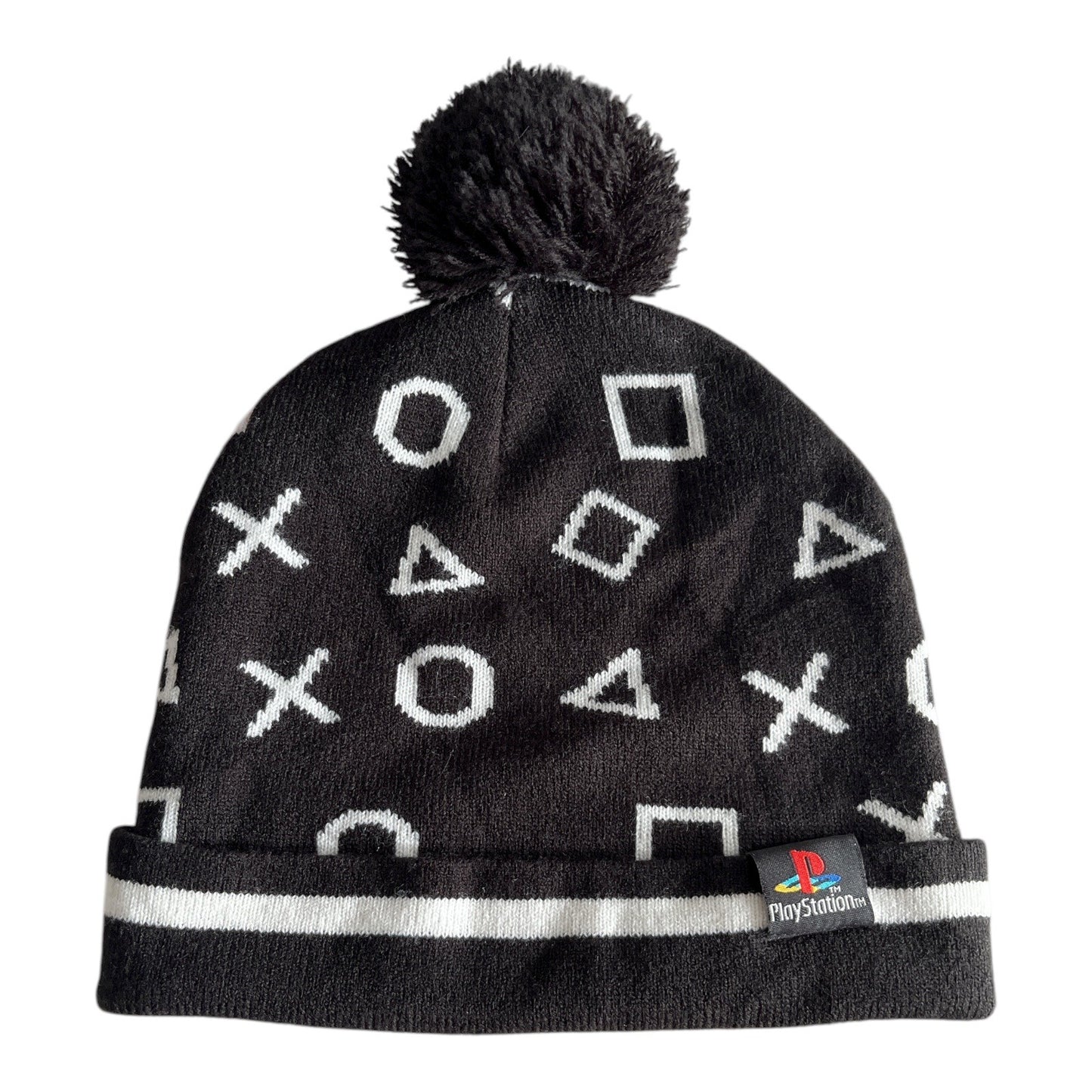 PlayStation Beanie Hat Black White Logo Symbols Pom Winter Cap 2016