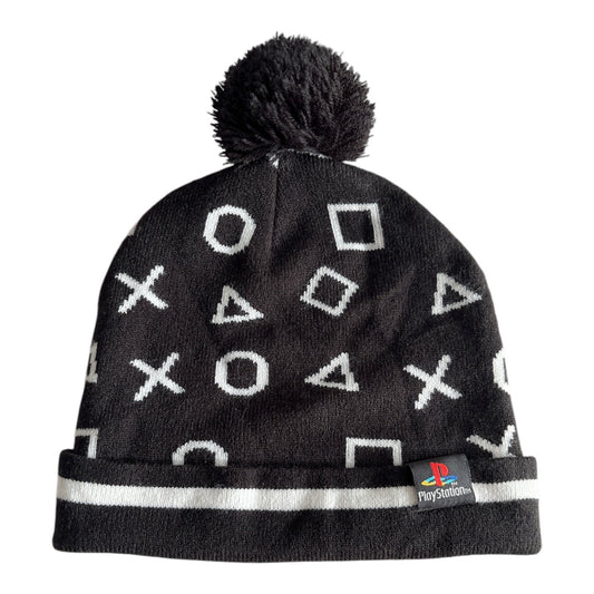 PlayStation Beanie Hat Black White Logo Symbols Pom Winter Cap 2016