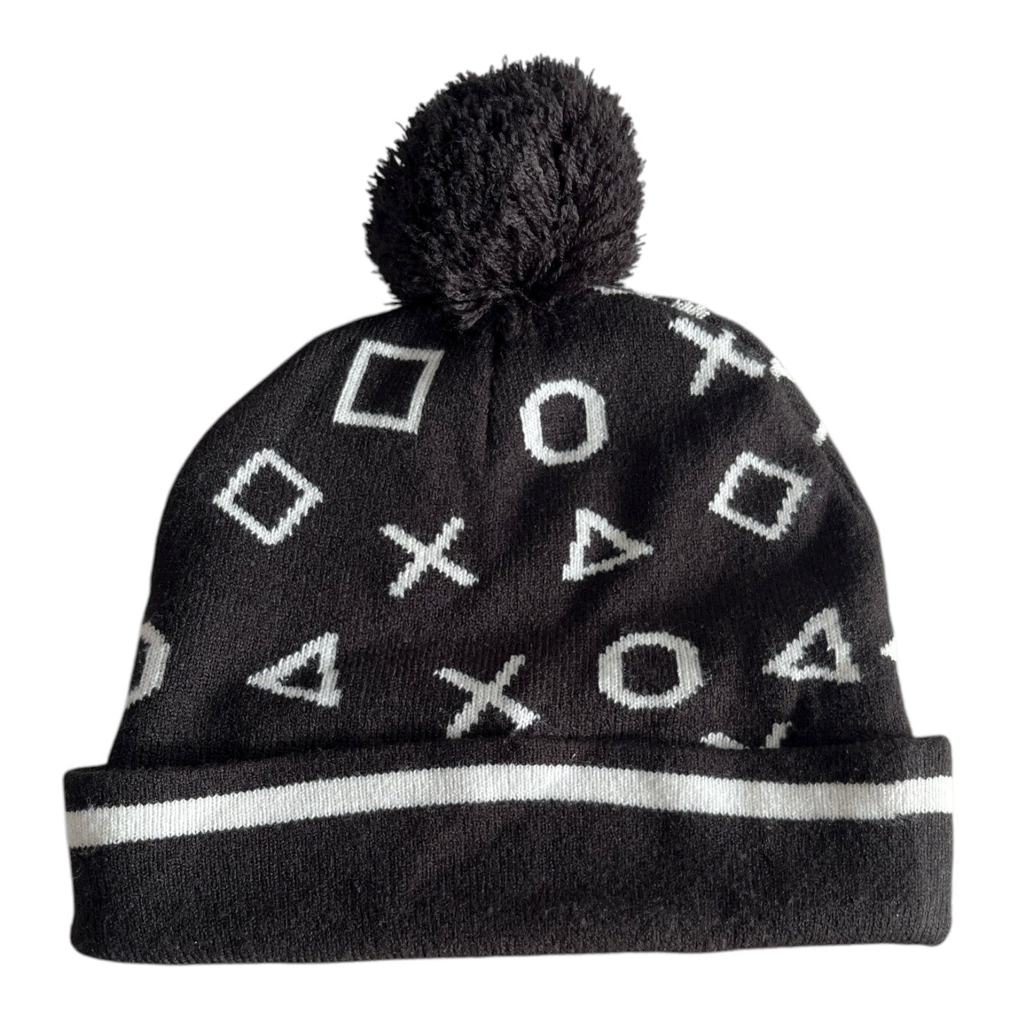 PlayStation Beanie Hat Black White Logo Symbols Pom Winter Cap 2016