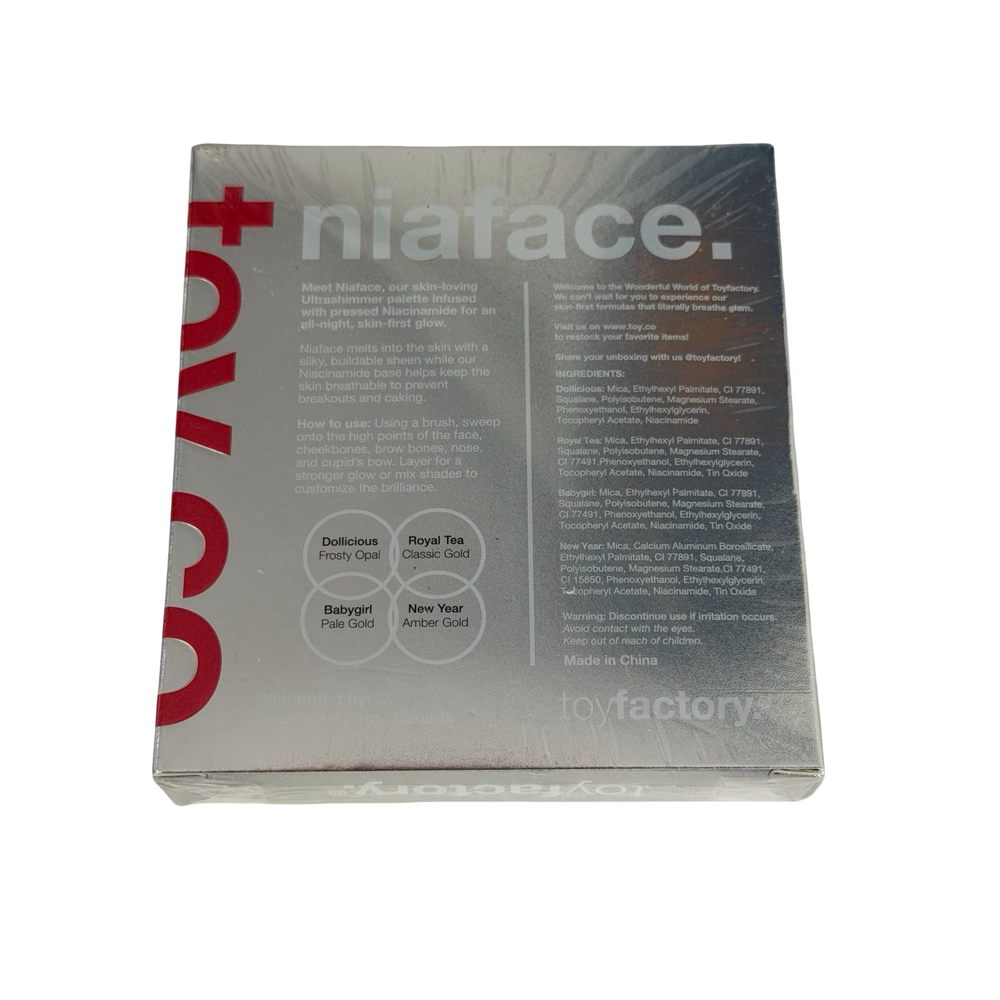Toyfactory Niaface Ultrashimmer Niacinamide Highlighter Palette Sealed 4 Shade Glow Kit