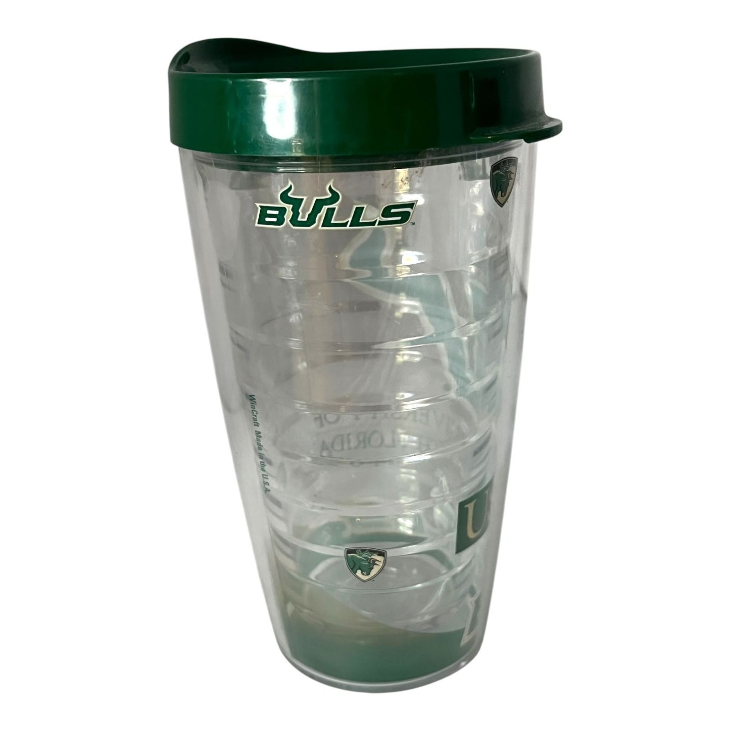 University of South Florida USF Bulls 16 oz Insulated Tervis Tumbler with Green Lid – Made in USA