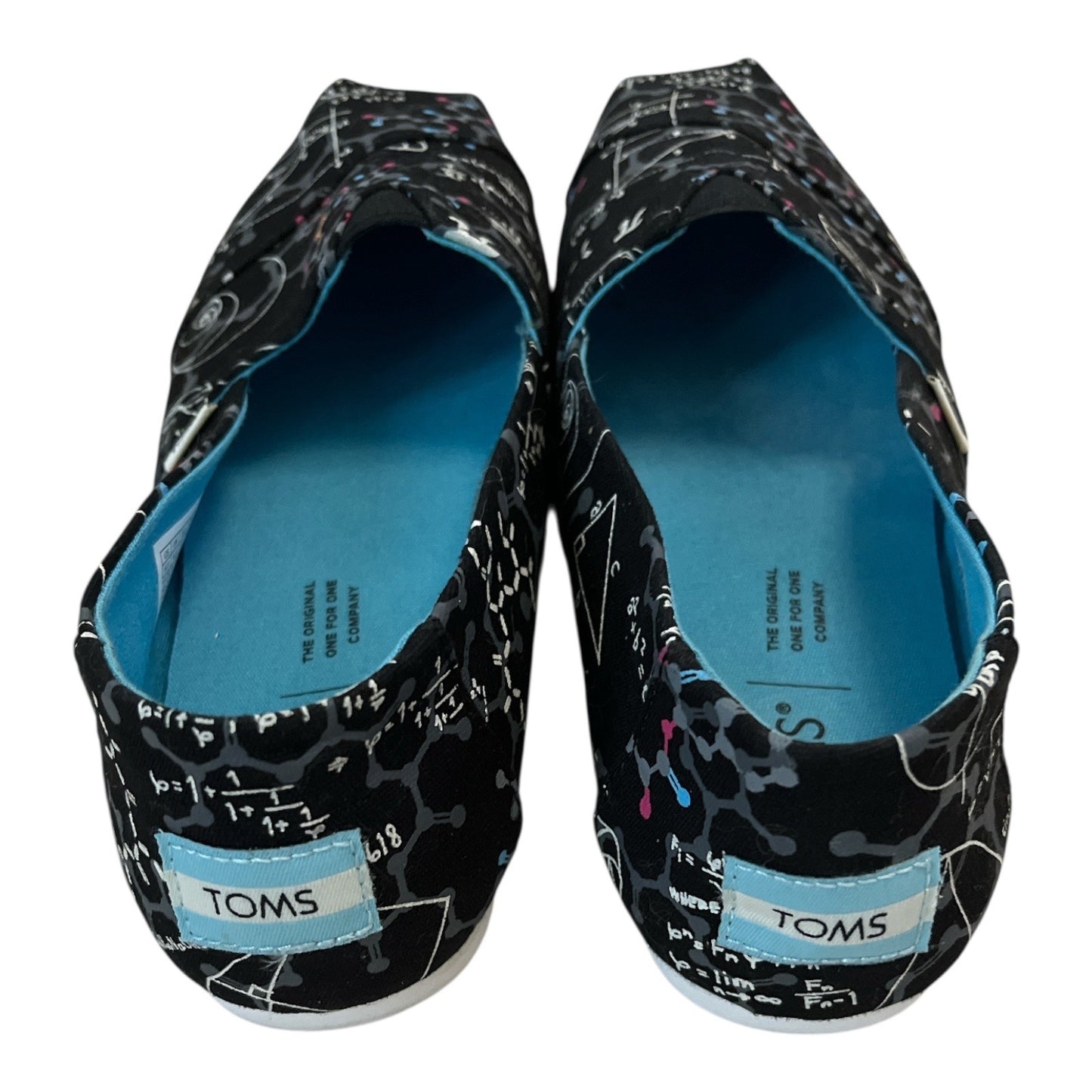 TOMS Women’s Size 6.5 Black Science Math Formula Print Classic Slip On Shoes