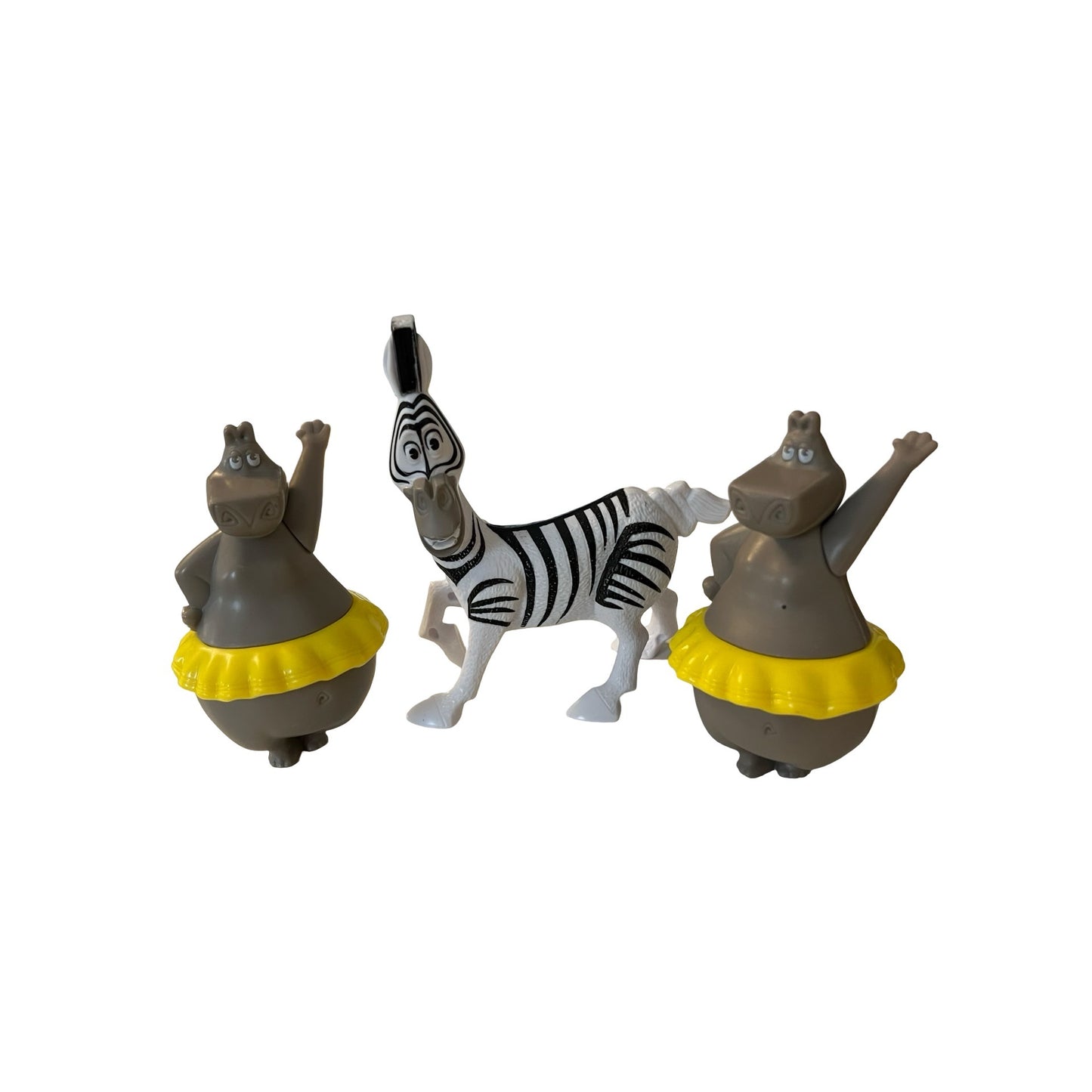 Madagascar McDonald’s Toy Lot Gloria Hippo Dancer Yellow Skirt Marty Zebra 2008 2012 DreamWorks Figures