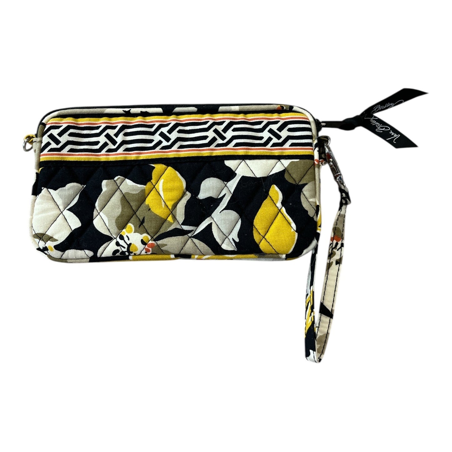 Vera Bradley Quilted Wristlet Wallet in Retired Baroque Pattern Black Yellow