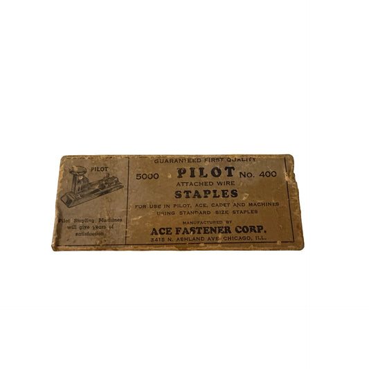 Vintage Pilot No. 400 Attached Wire Staples Partial Box Ace Fastener Corp Chicago IL