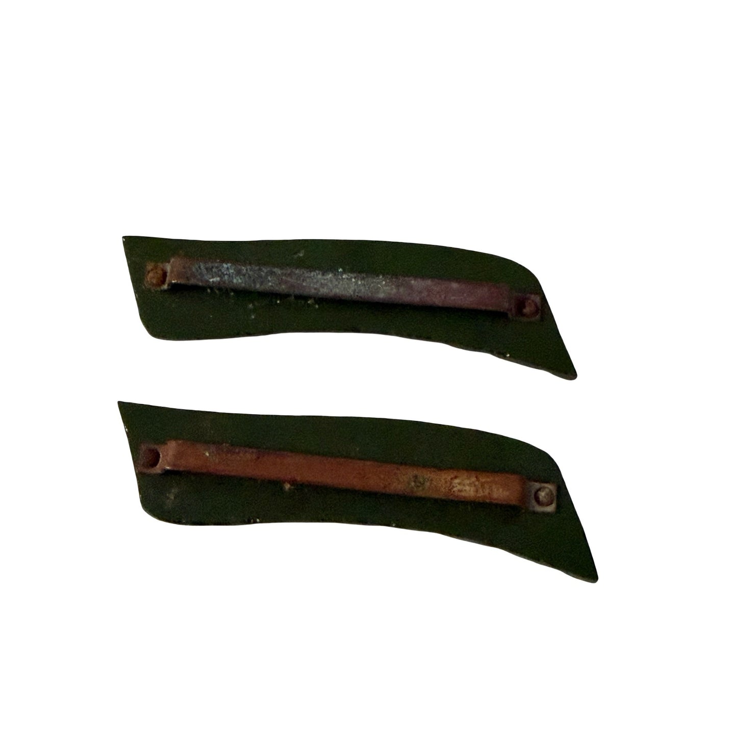 Vintage Possibly Bakelite Dark Green Rhinestone Sweater Guard Collar Clip Pair