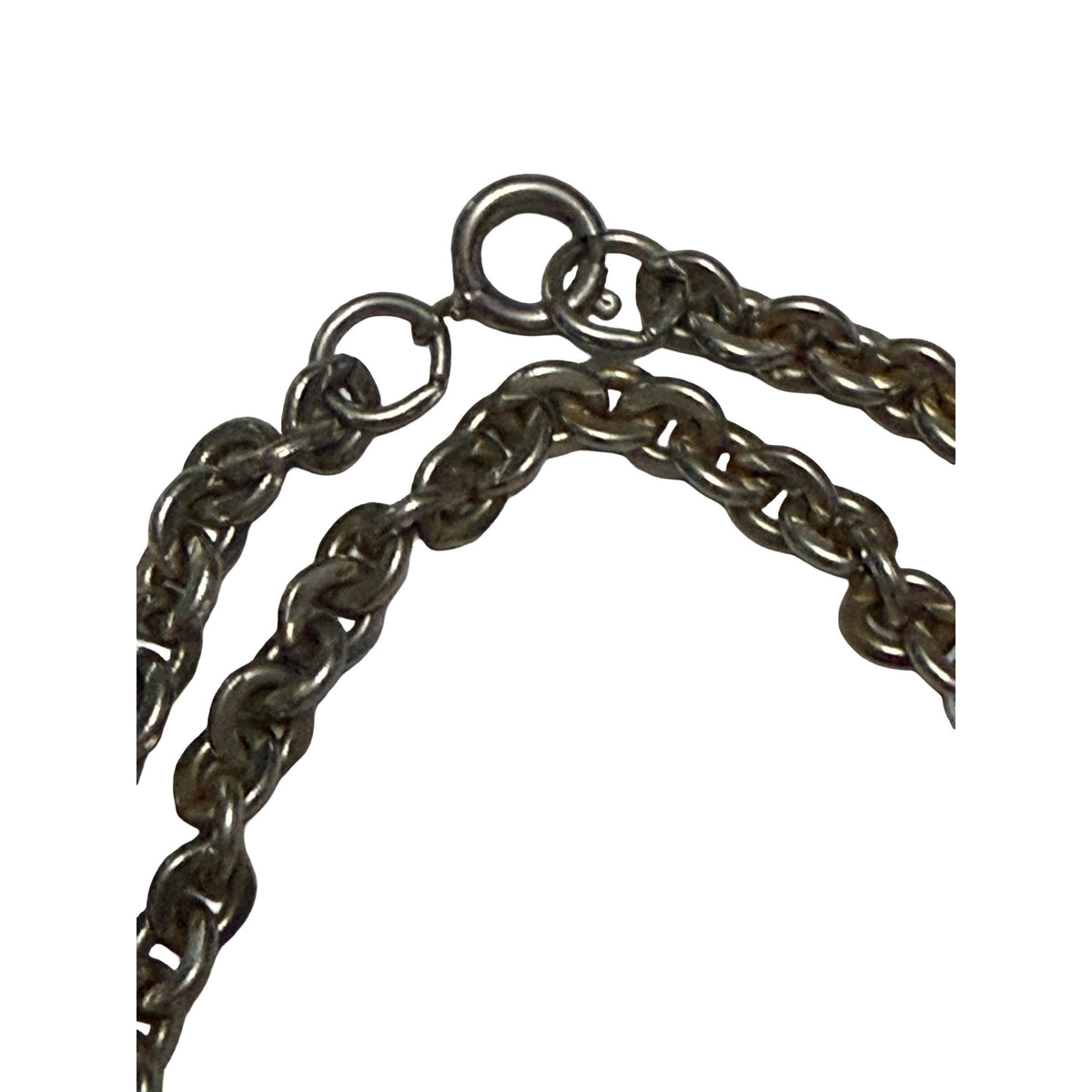Vintage 1970s 1980s 56 Inch Gunmetal Silver Tone Mixed Link Station Necklace
