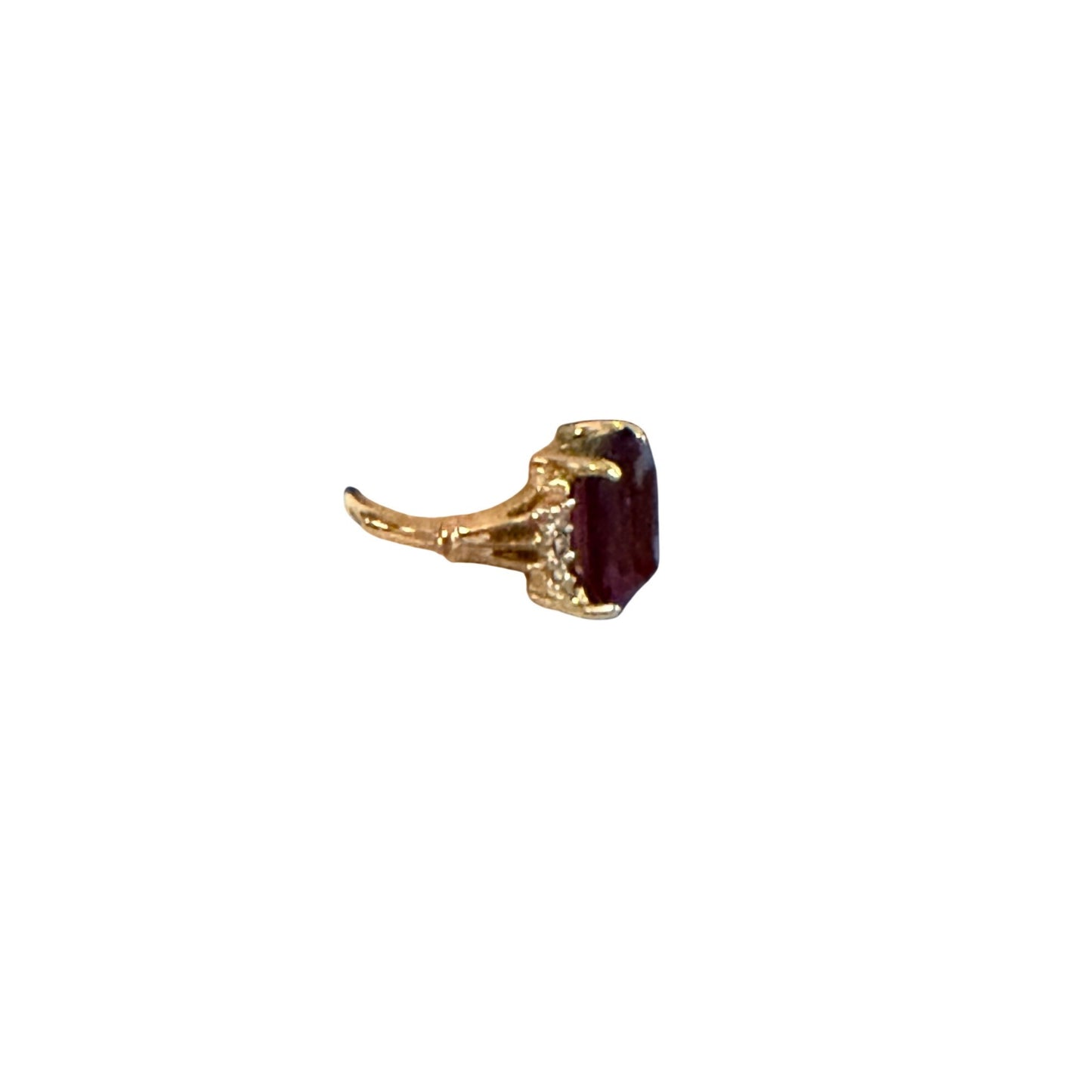 Vintage ESPO 14K GE Purple Emerald Cut Cocktail Ring Size 5 Gold Tone