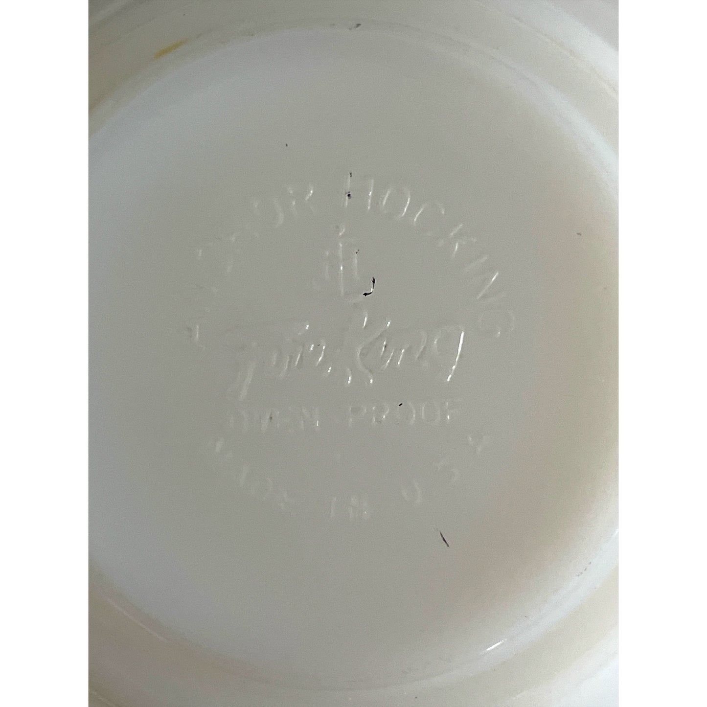 Vintage Fire-King Anchor Hocking Green Floral Handle Soup Bowl – Made in USA