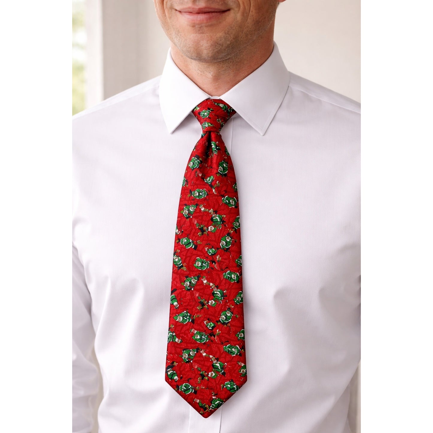 Vintage Cape Cod Neckwear Silk Christmas Tie Golfing Santa Red Holiday Novelty Tie USA
