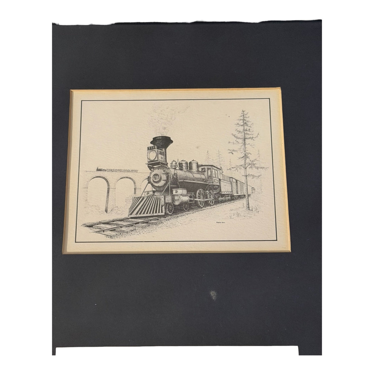 William Kless Train Trio Framed Steam Locomotive Railroad Art 20x10