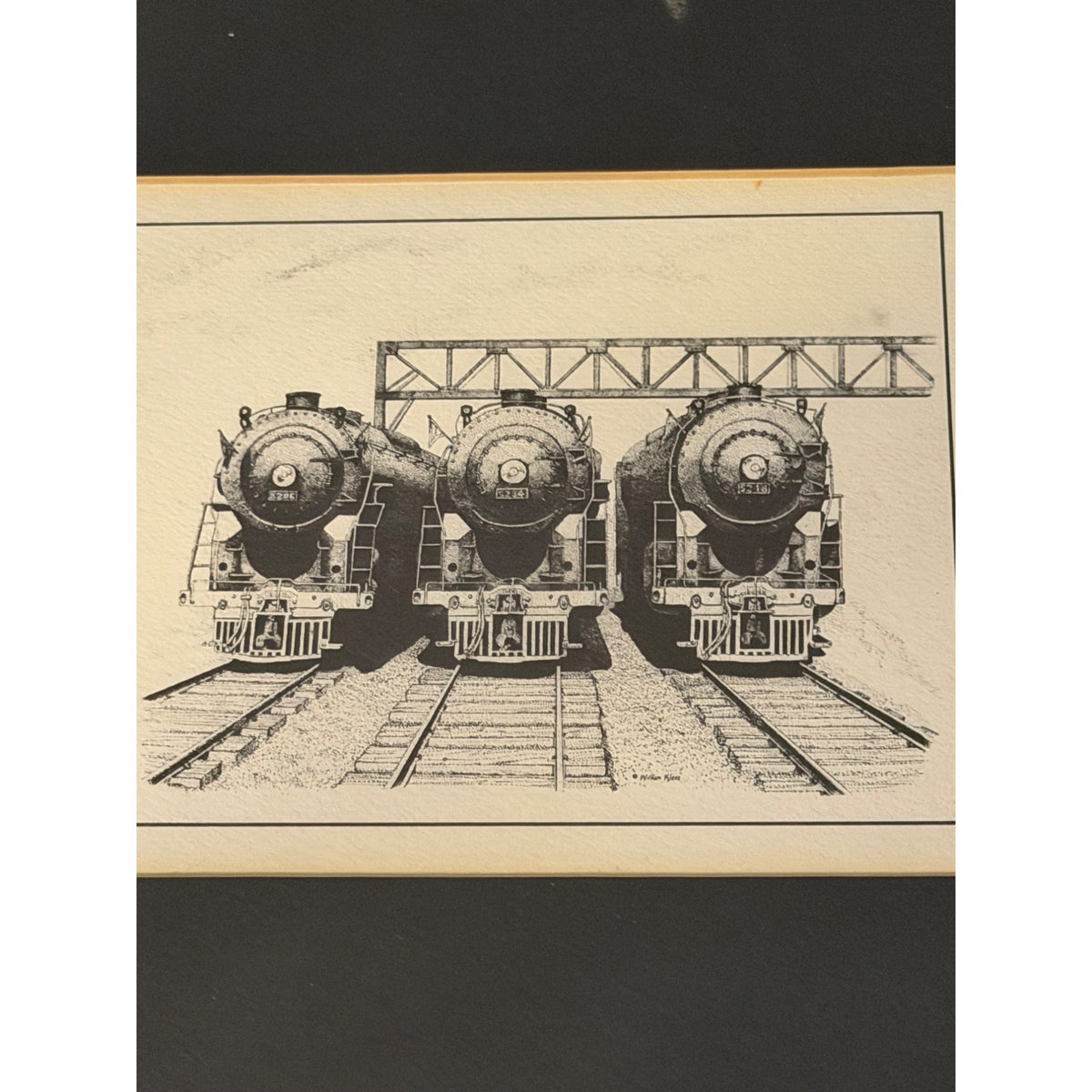 William Kless Train Trio Framed Steam Locomotive Railroad Art 20x10