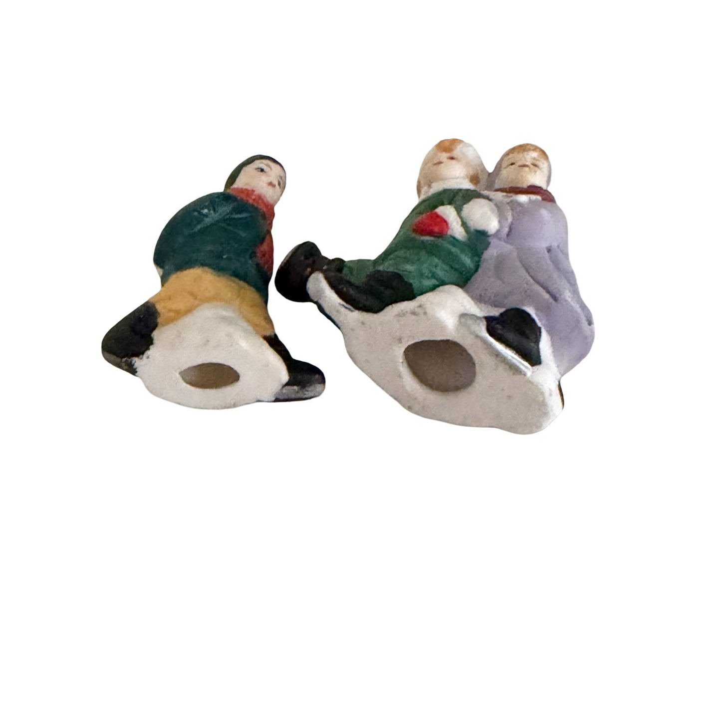 Lot of 10 Miniature Winter Village Christmas Figurines Children Geese Snow Scene Accessories