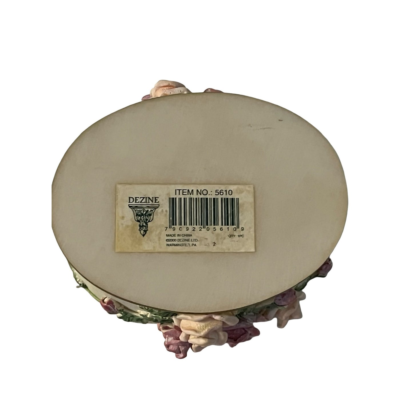 Dezine Fairy Trinket Box Pink Roses Jewelry Box Glitter Lid Vintage 2000 Oval