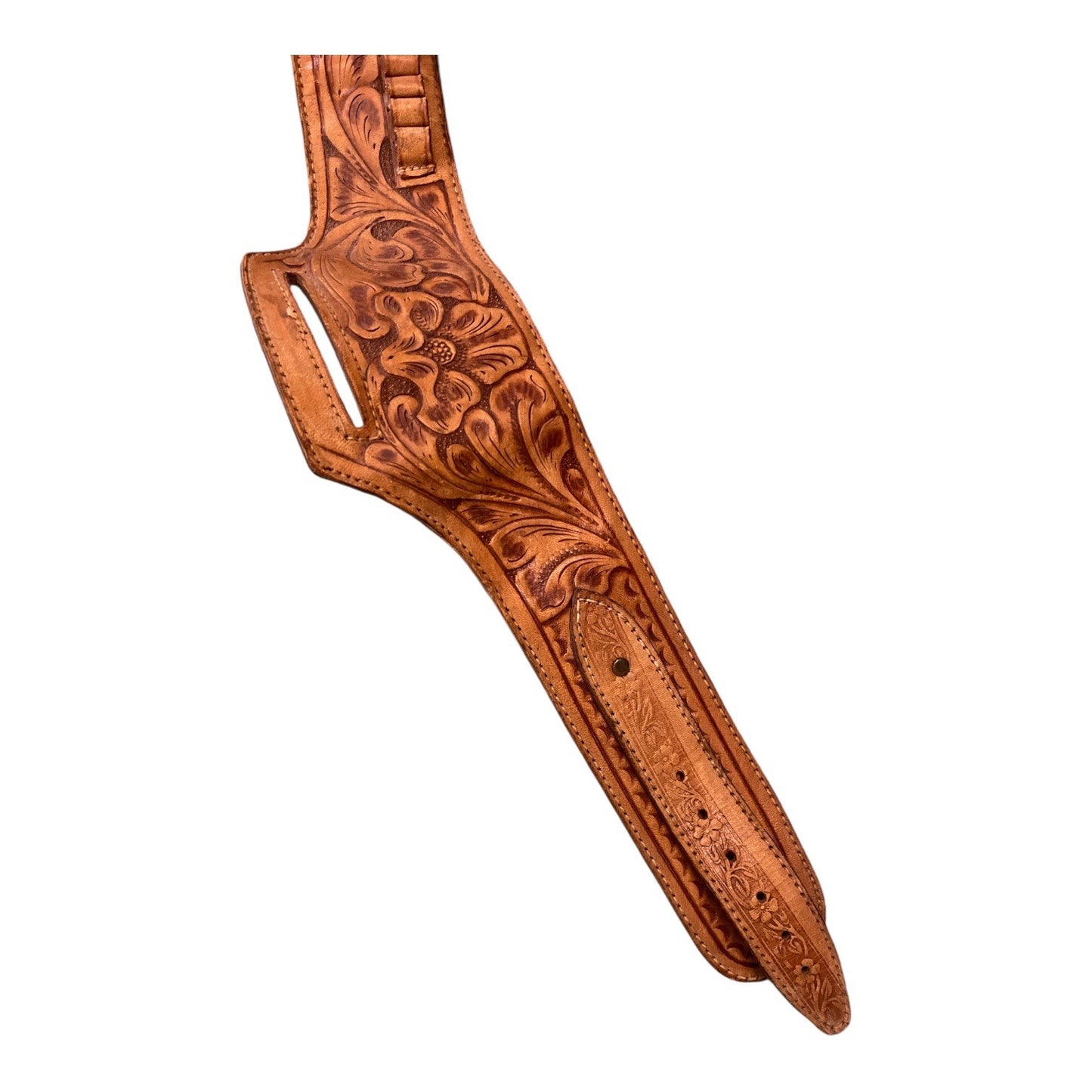 Vintage Western Tooled Leather Cartridge Belt Ammo Holder Cowboy Ranch Style 34”