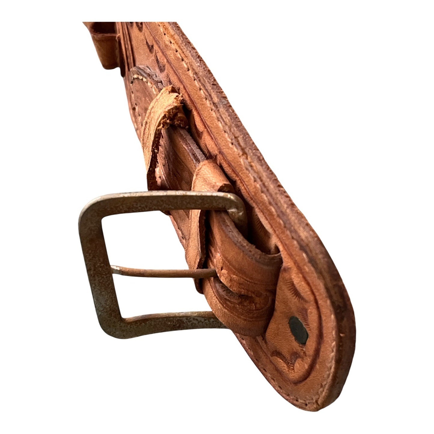 Vintage Western Tooled Leather Cartridge Belt Ammo Holder Cowboy Ranch Style 34”