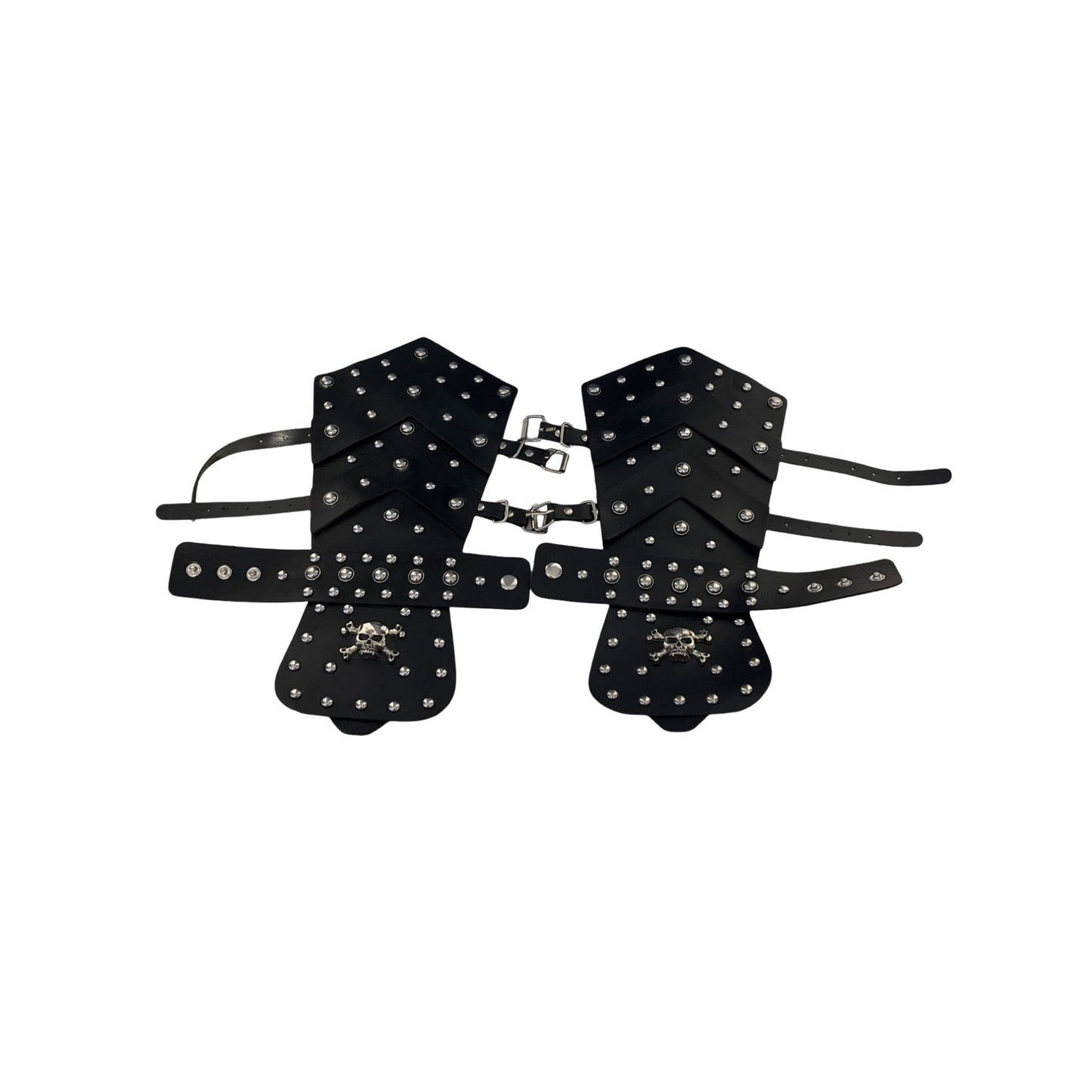Black Studded Faux Leather Arm Guards Skull Armor Costume Bracers Pair