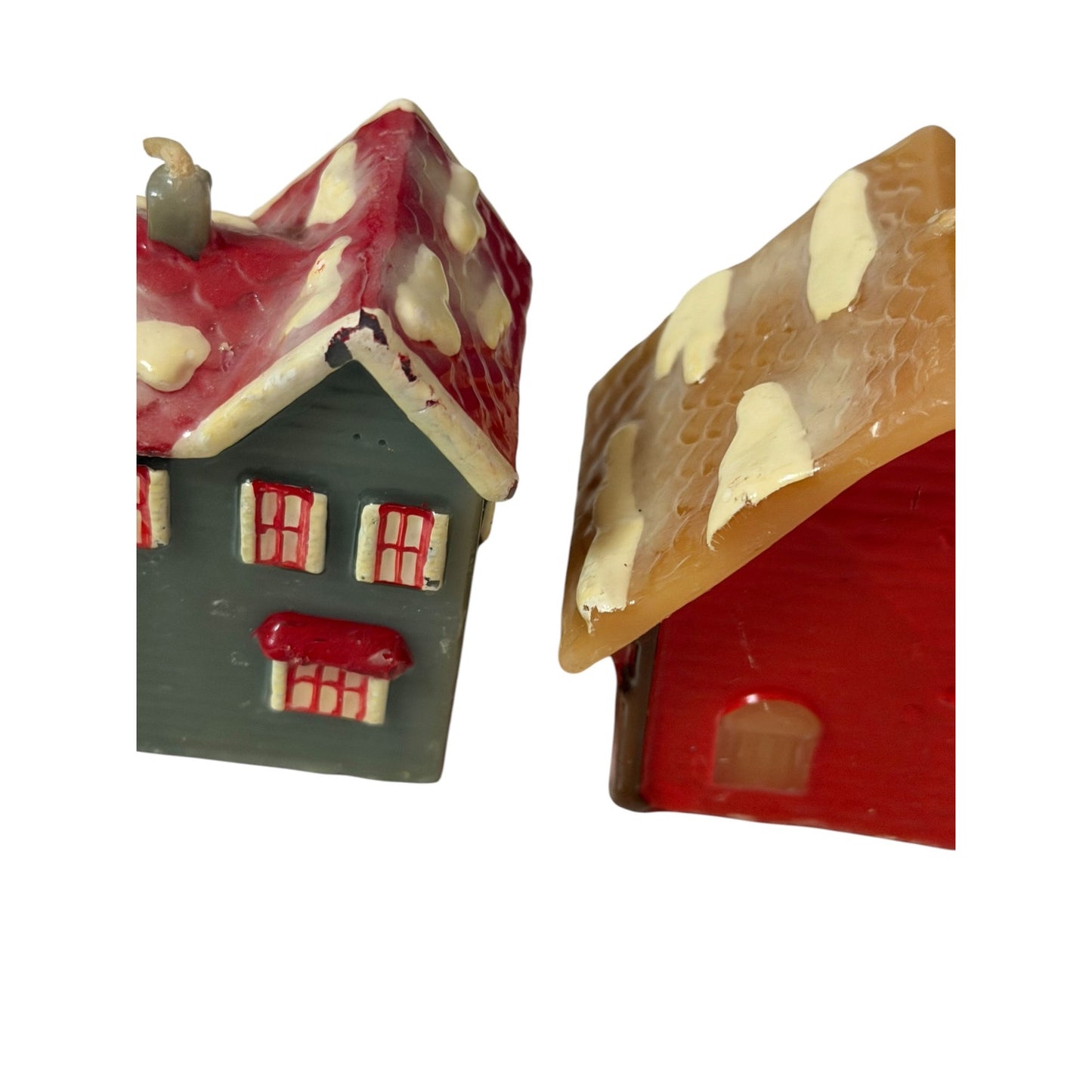 Vintage 1980s Russ Berrie Christmas Village House Candles Set of 4 Style 2294 Macau