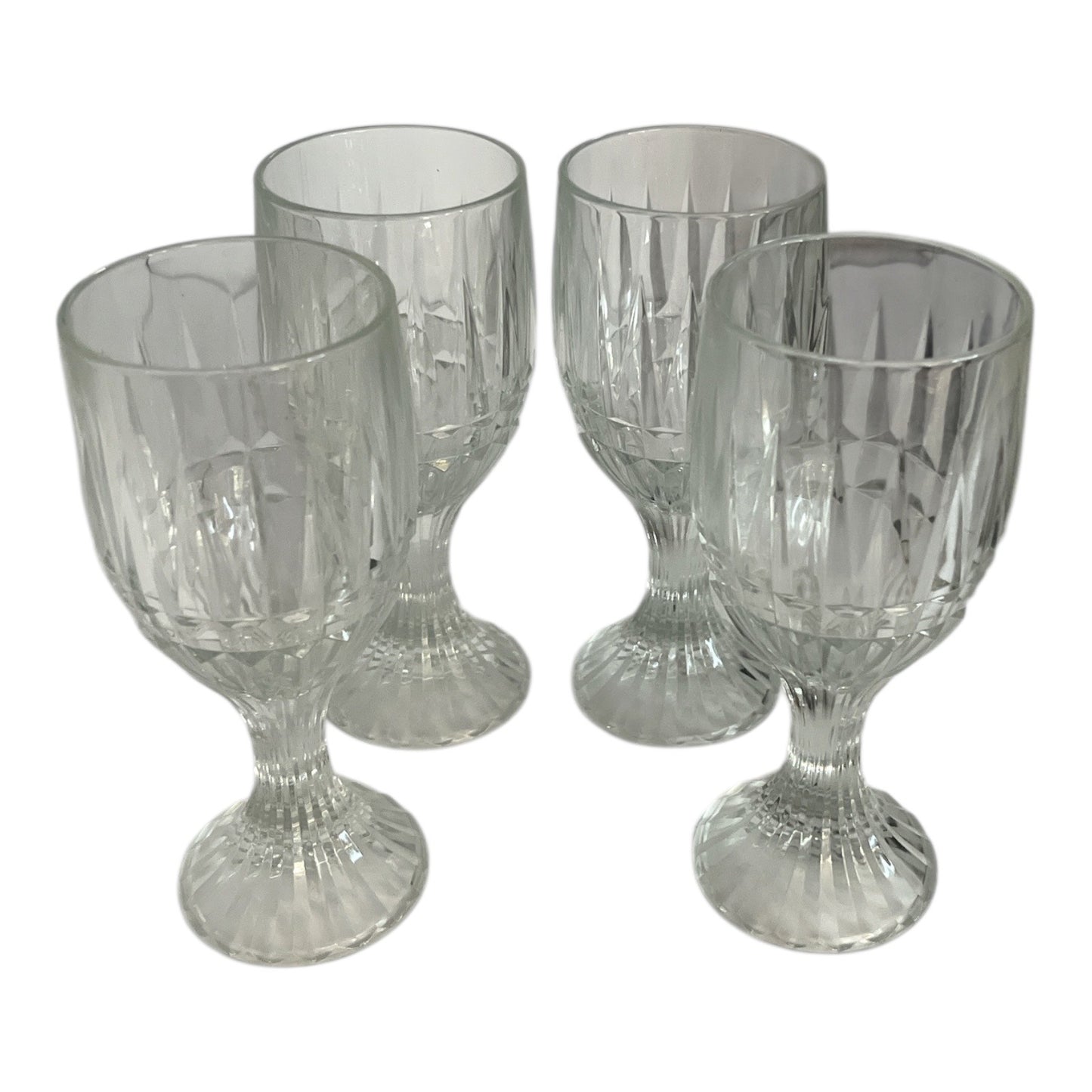 Set of 4 Vintage Italian Crystal Water Goblets Cut Glass Stemware 7.5"