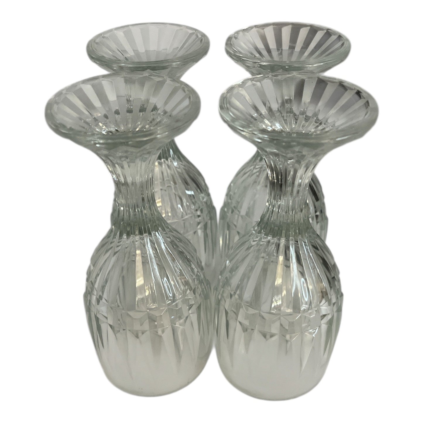 Set of 4 Vintage Italian Crystal Water Goblets Cut Glass Stemware 7.5"