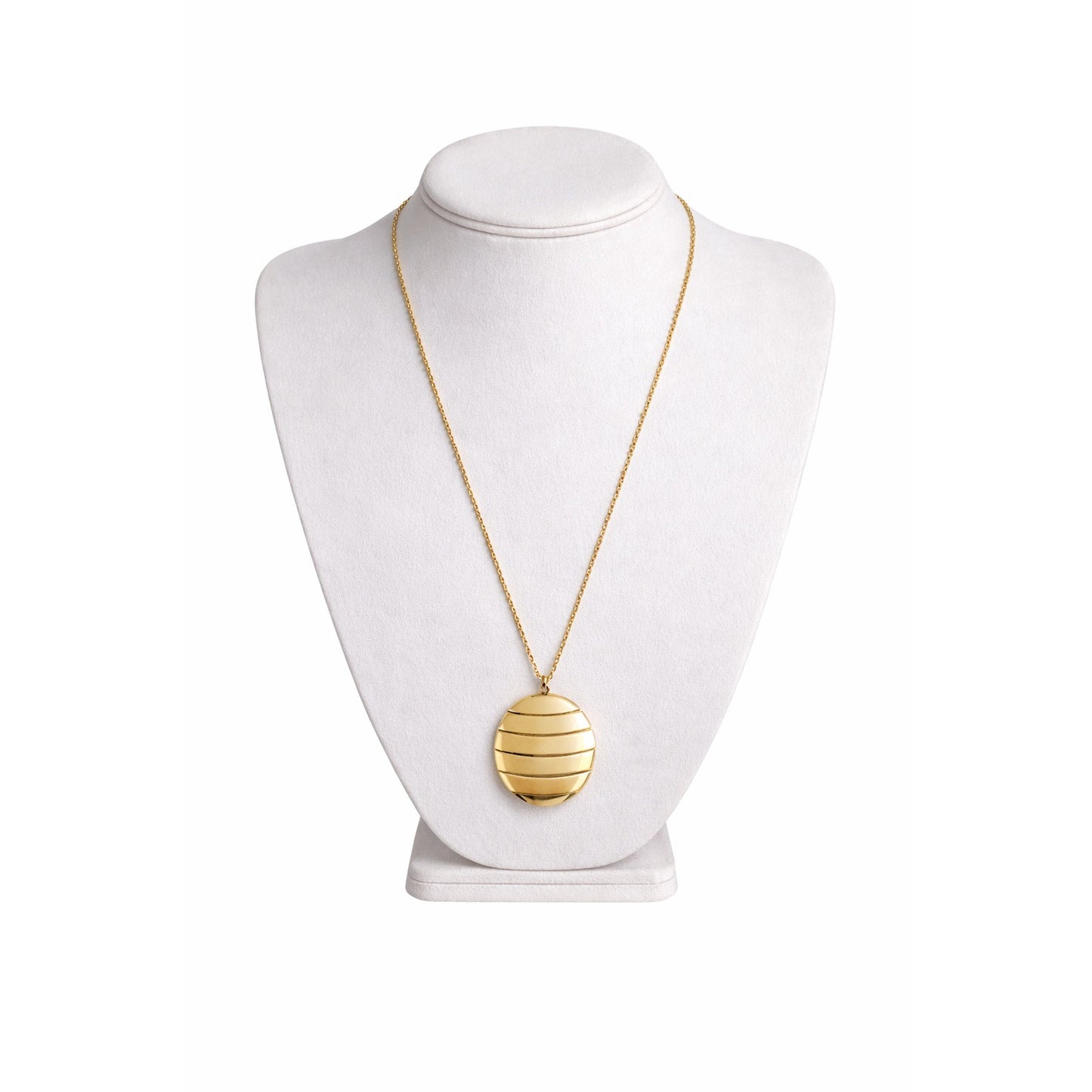 Vintage Liz Claiborne Gold Tone 6-Section Floating Oval Pendant Necklace LC