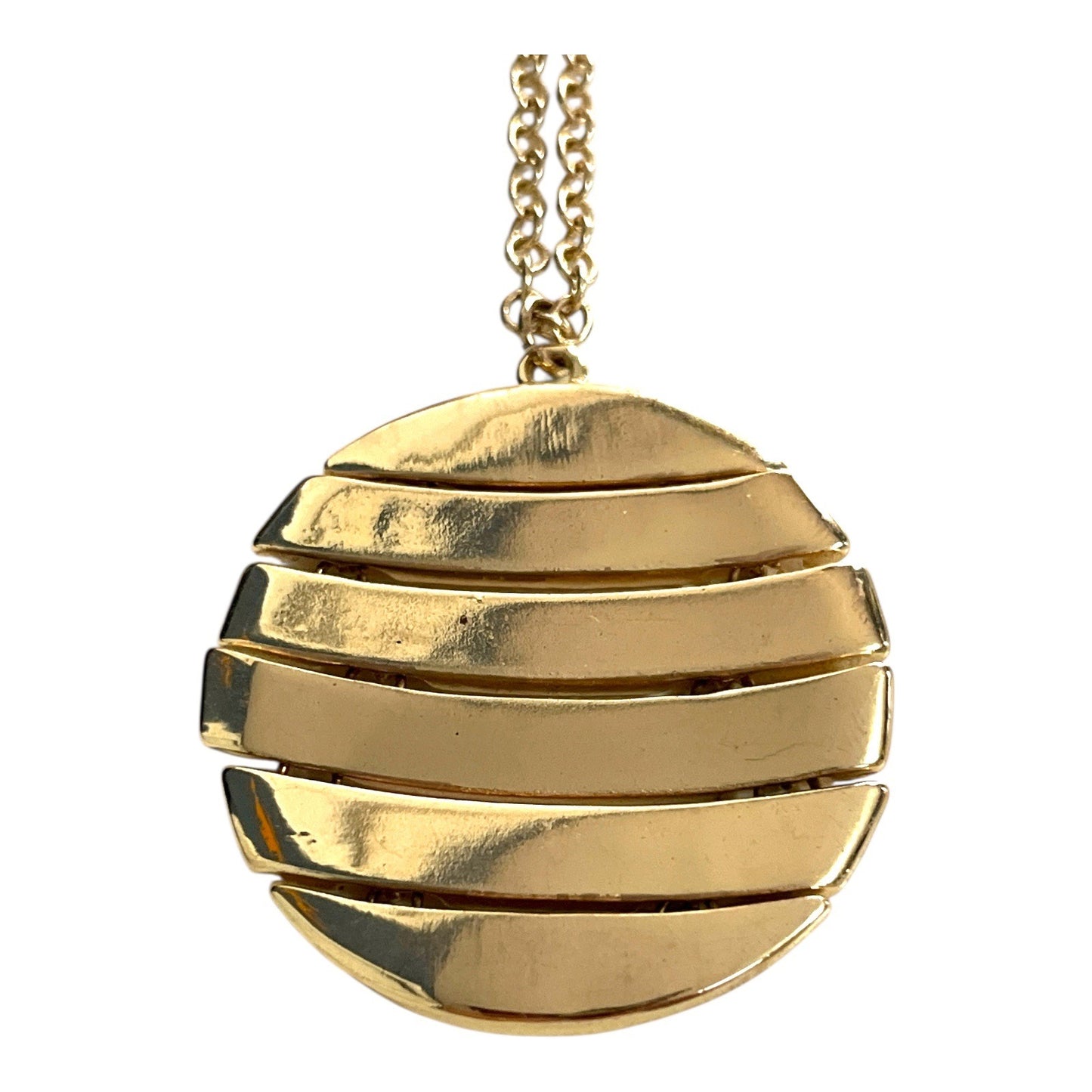 Vintage Liz Claiborne Gold Tone 6-Section Floating Oval Pendant Necklace LC