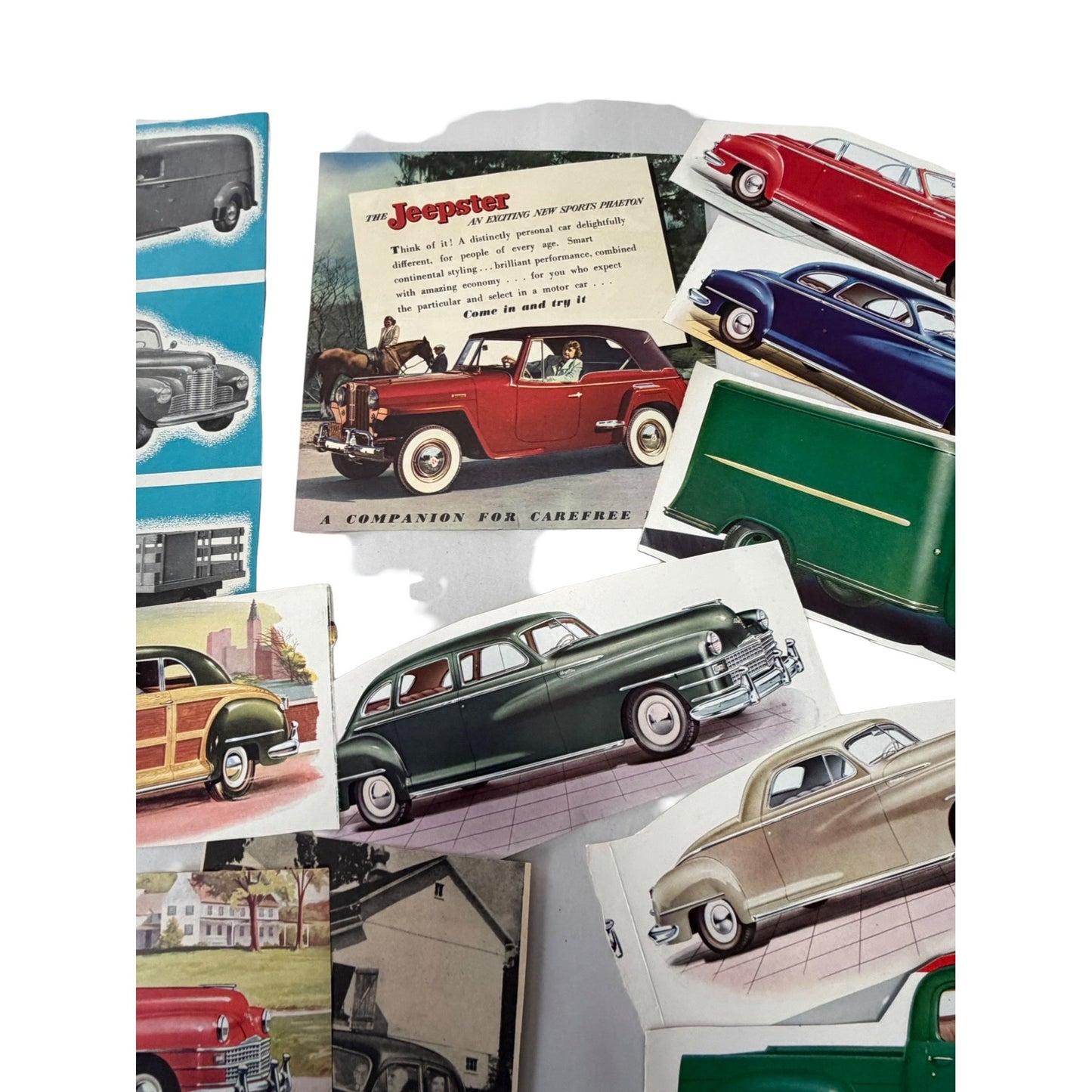 Vintage 1940s Automobile Advertising Ephemera Lot Studebaker Kaiser Frazer Jeepster
