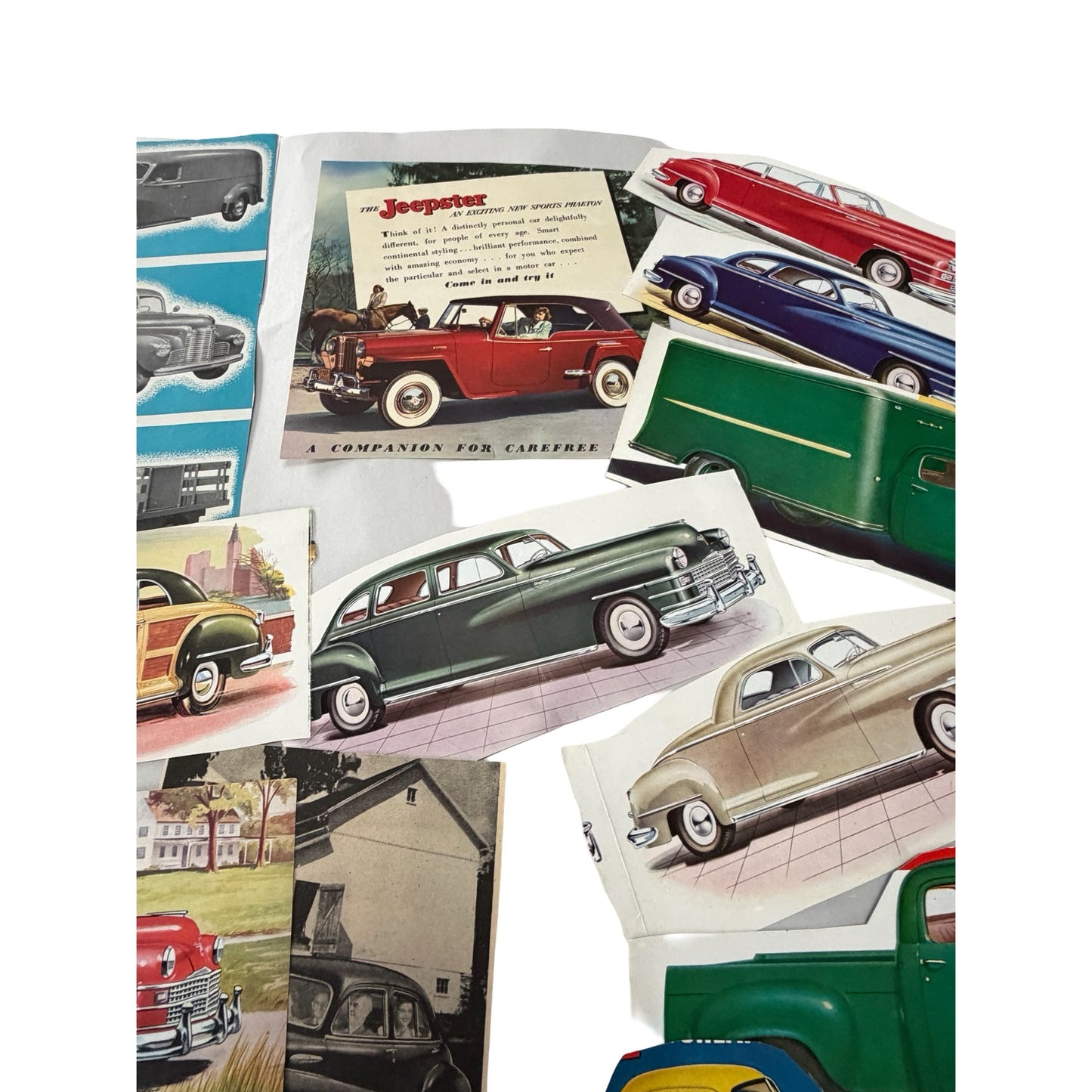 Vintage 1940s Automobile Advertising Ephemera Lot Studebaker Kaiser Frazer Jeepster