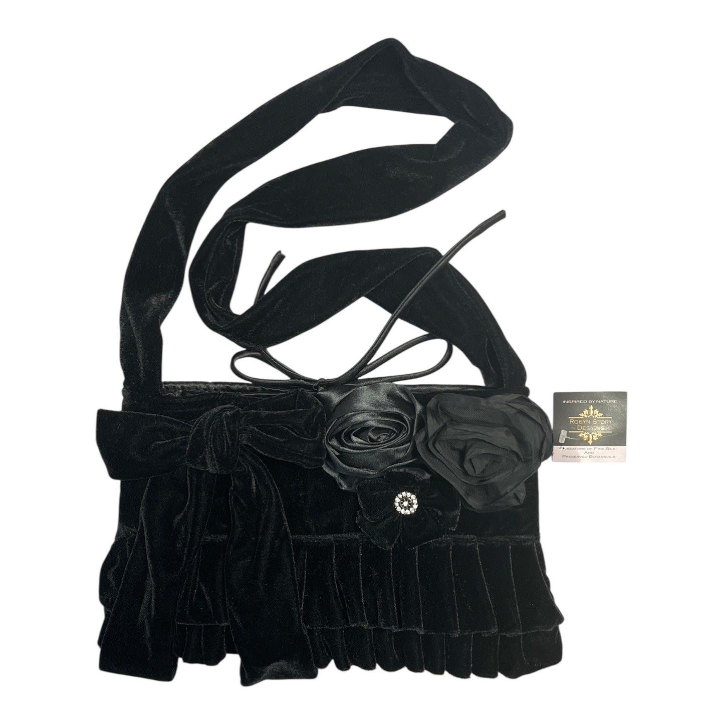 Miss Rose Sister Violet Black Velvet Purse | Rosette Evening Bag by Robyn Story Designs | NWT