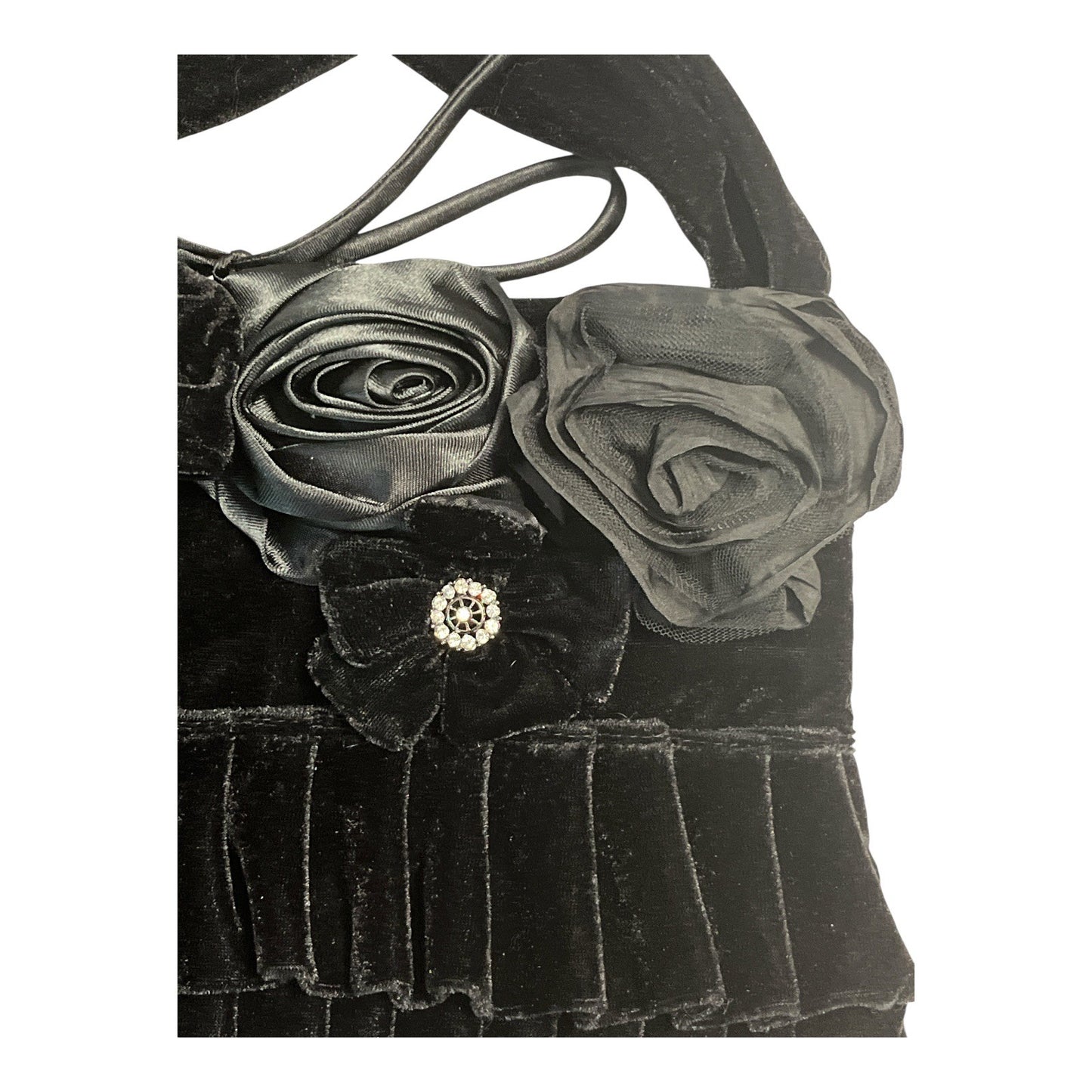 Miss Rose Sister Violet Black Velvet Purse | Rosette Evening Bag by Robyn Story Designs | NWT