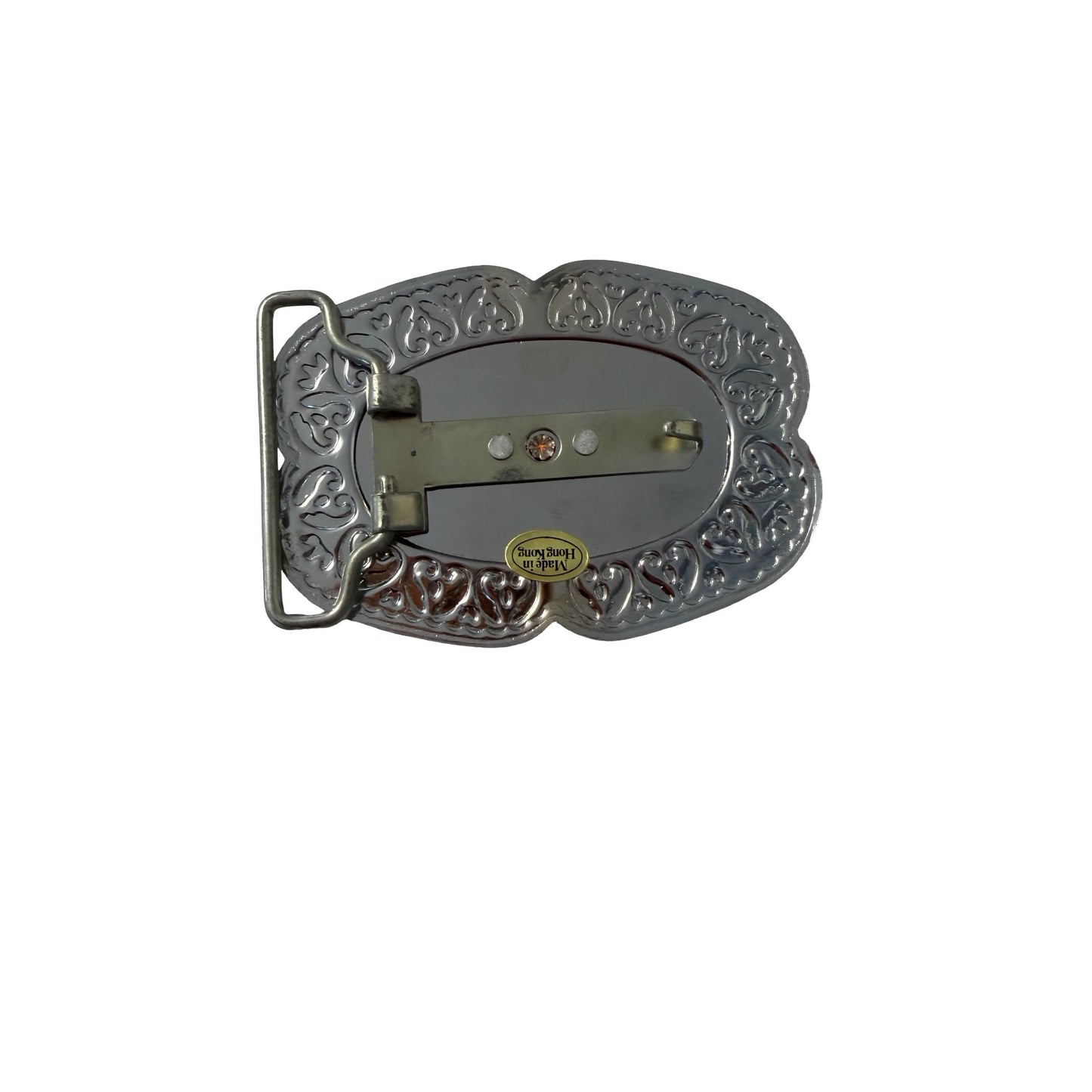Vintage Hong Kong Covered Wagon Belt Buckle Silver Tone Western Cowboy