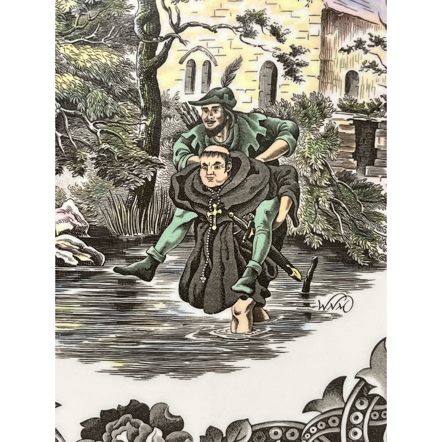 Vintage Robin Hood Collector Plate Friar Tuck Unholy Baptism Nicholas Mellor England