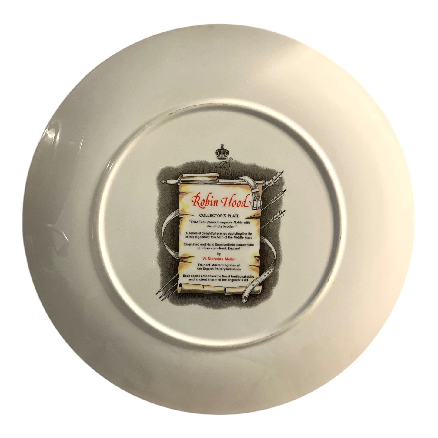 Vintage Robin Hood Collector Plate Friar Tuck Unholy Baptism Nicholas Mellor England