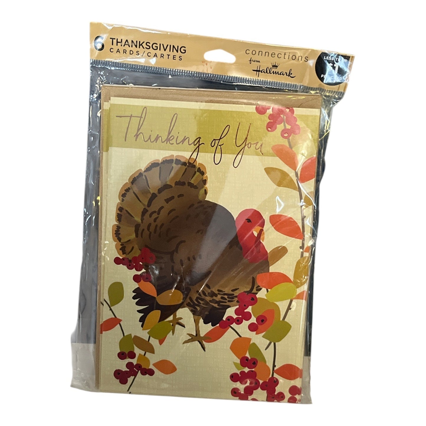 2 Packs Hallmark Thanksgiving Cards – Peanuts Snoopy & Turkey Designs – 10 & 6 Cards – New in Package