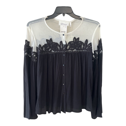 LaBellum Hillary Scott Black Lace Blouse Small Sheer Mesh Yoke Top NWT