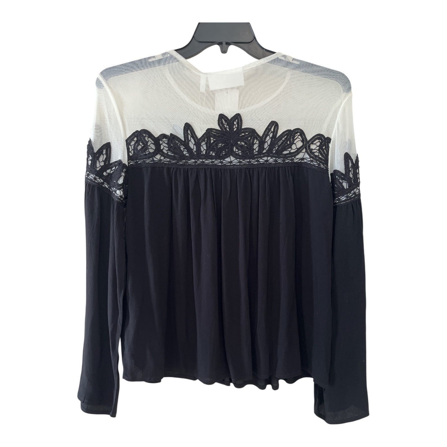 LaBellum Hillary Scott Black Lace Blouse Small Sheer Mesh Yoke Top NWT
