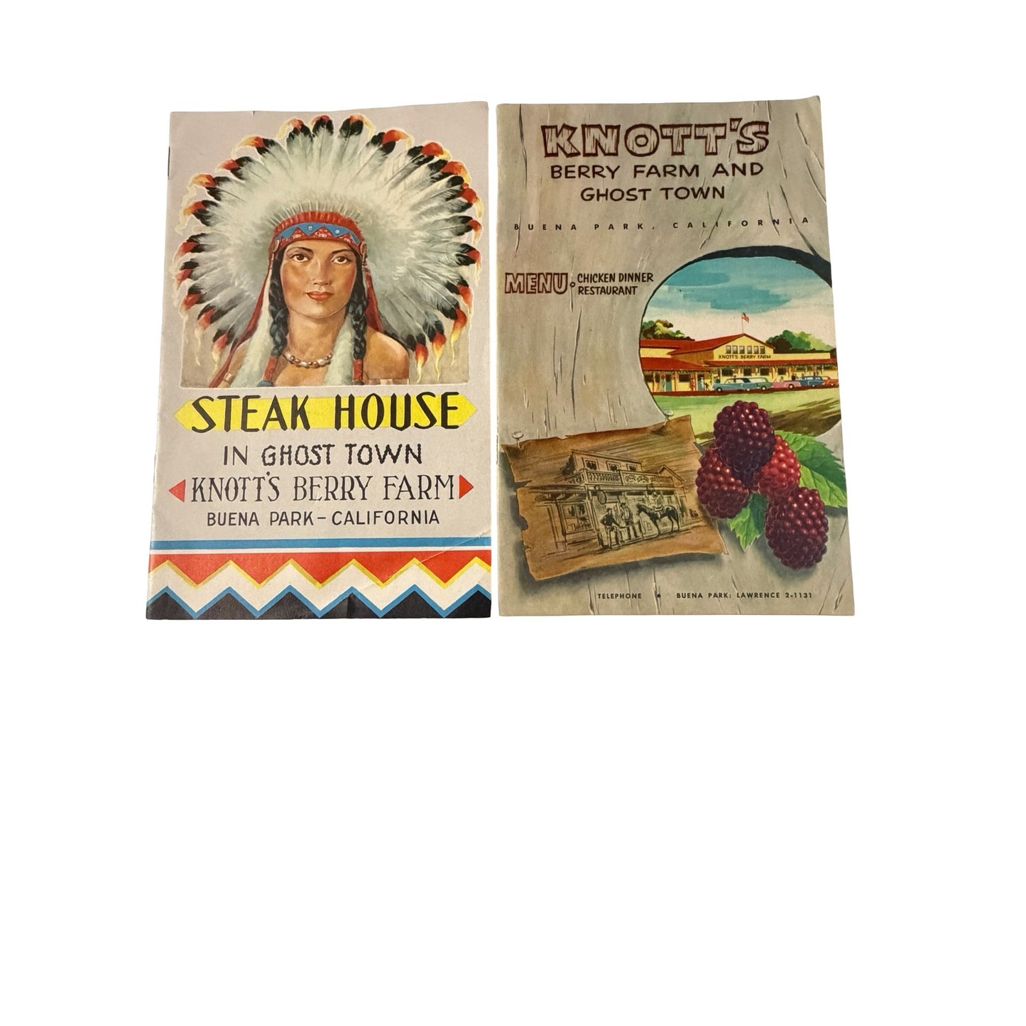 Vintage 1957 Knott's Berry Farm Steak House in Ghost Town Menu Souvenir Booklet Buena Park CA