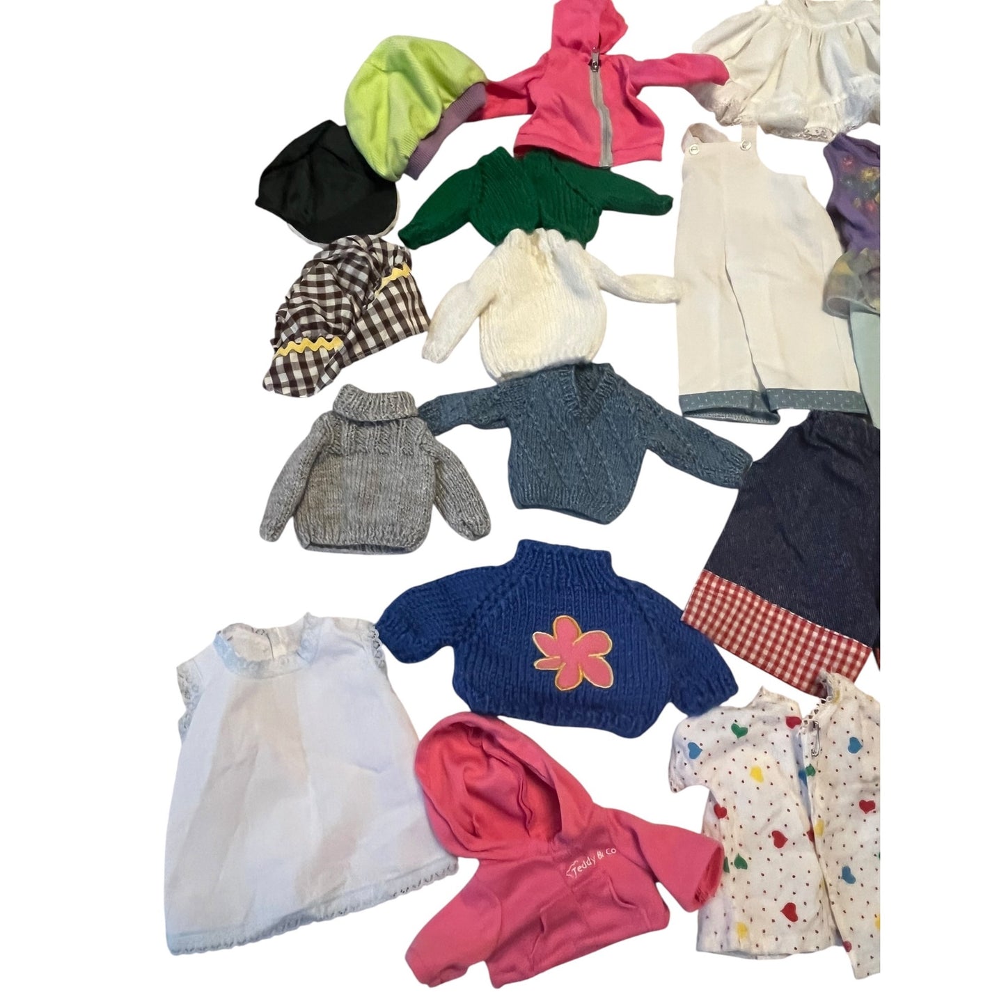 Vintage Teddy Bear Doll Clothes Lot Mixed Outfits Sweaters Hoodies Dresses Pants