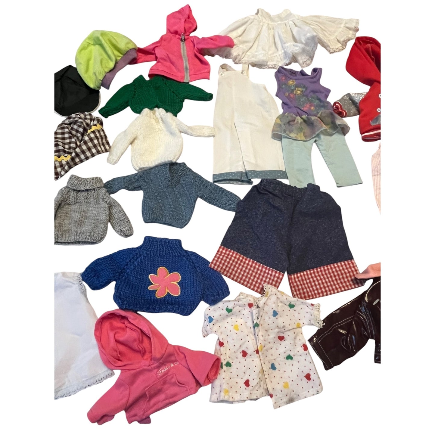 Vintage Teddy Bear Doll Clothes Lot Mixed Outfits Sweaters Hoodies Dresses Pants
